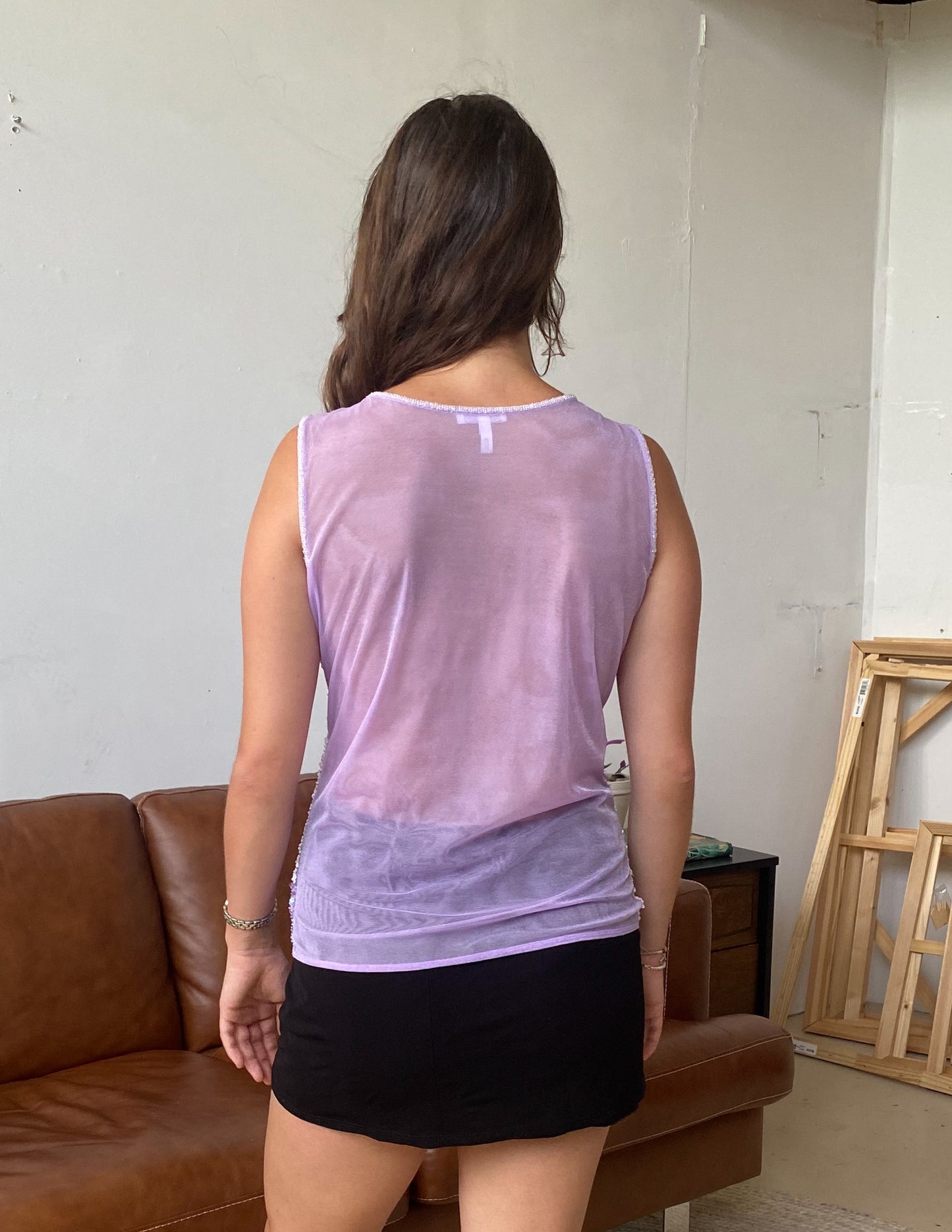 Vtg Escada Sequin Disco Tank