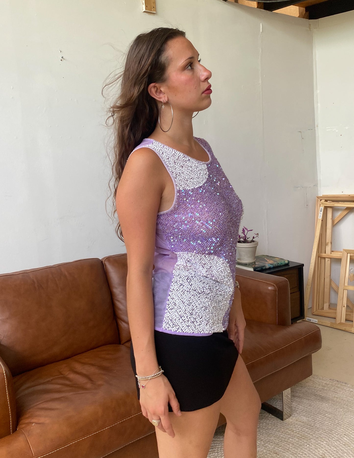 Vtg Escada Sequin Disco Tank