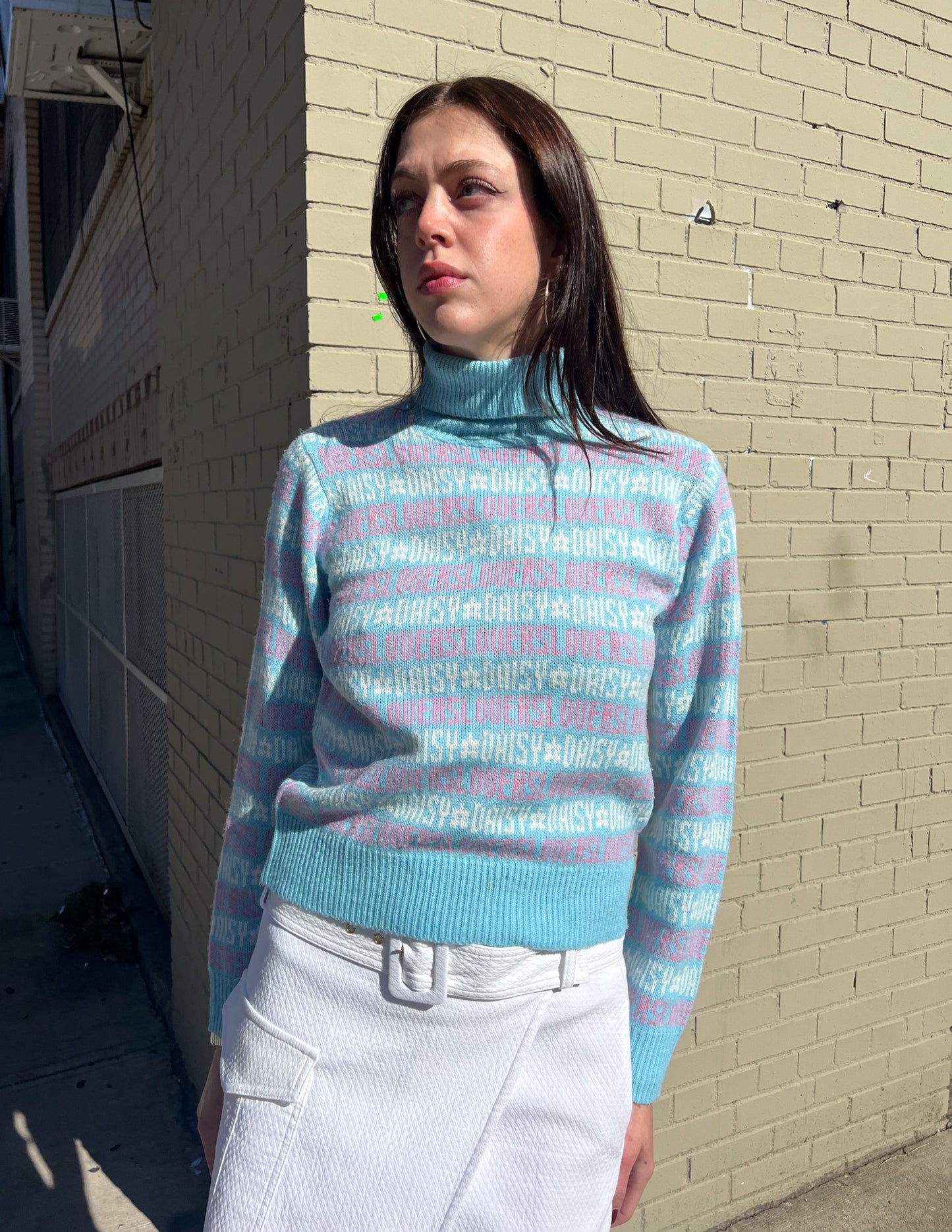 Daisy Lovers Baby Blue Turtleneck Sweater