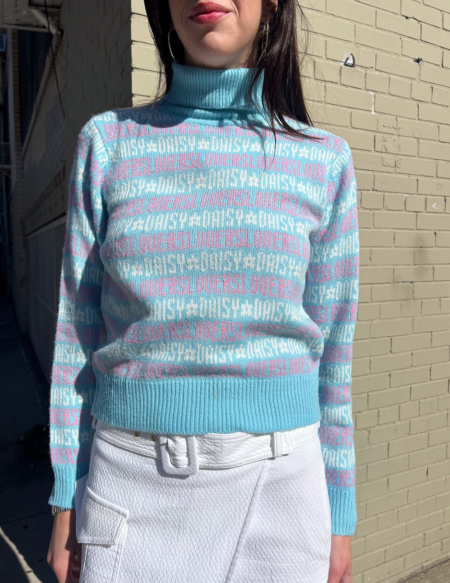 Daisy Lovers Baby Blue Turtleneck Sweater