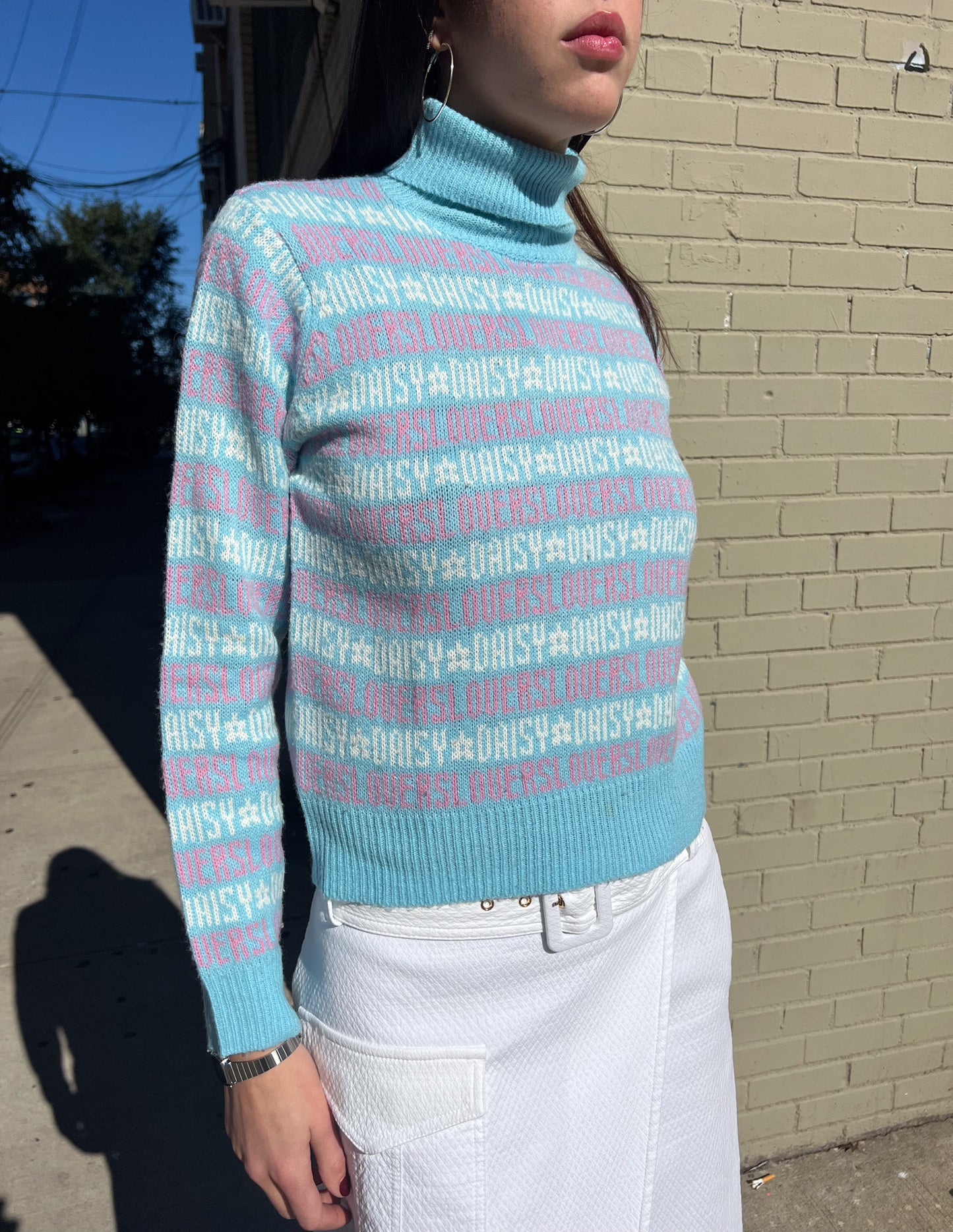 Daisy Lovers Baby Blue Turtleneck Sweater