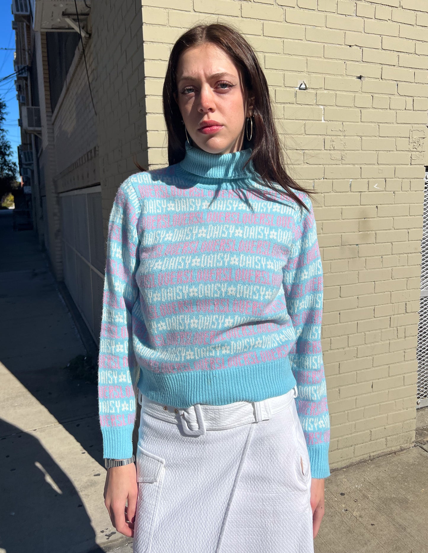Daisy Lovers Baby Blue Turtleneck Sweater