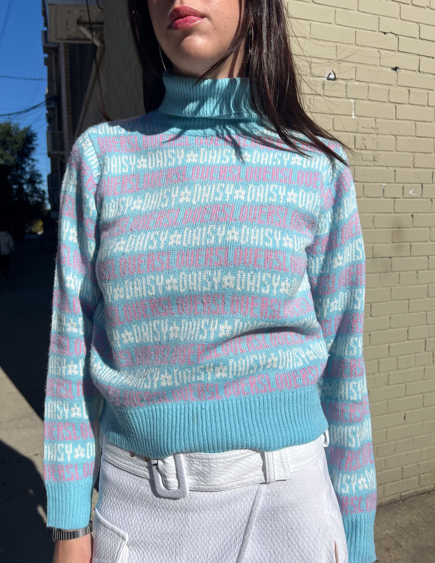 Daisy Lovers Baby Blue Turtleneck Sweater