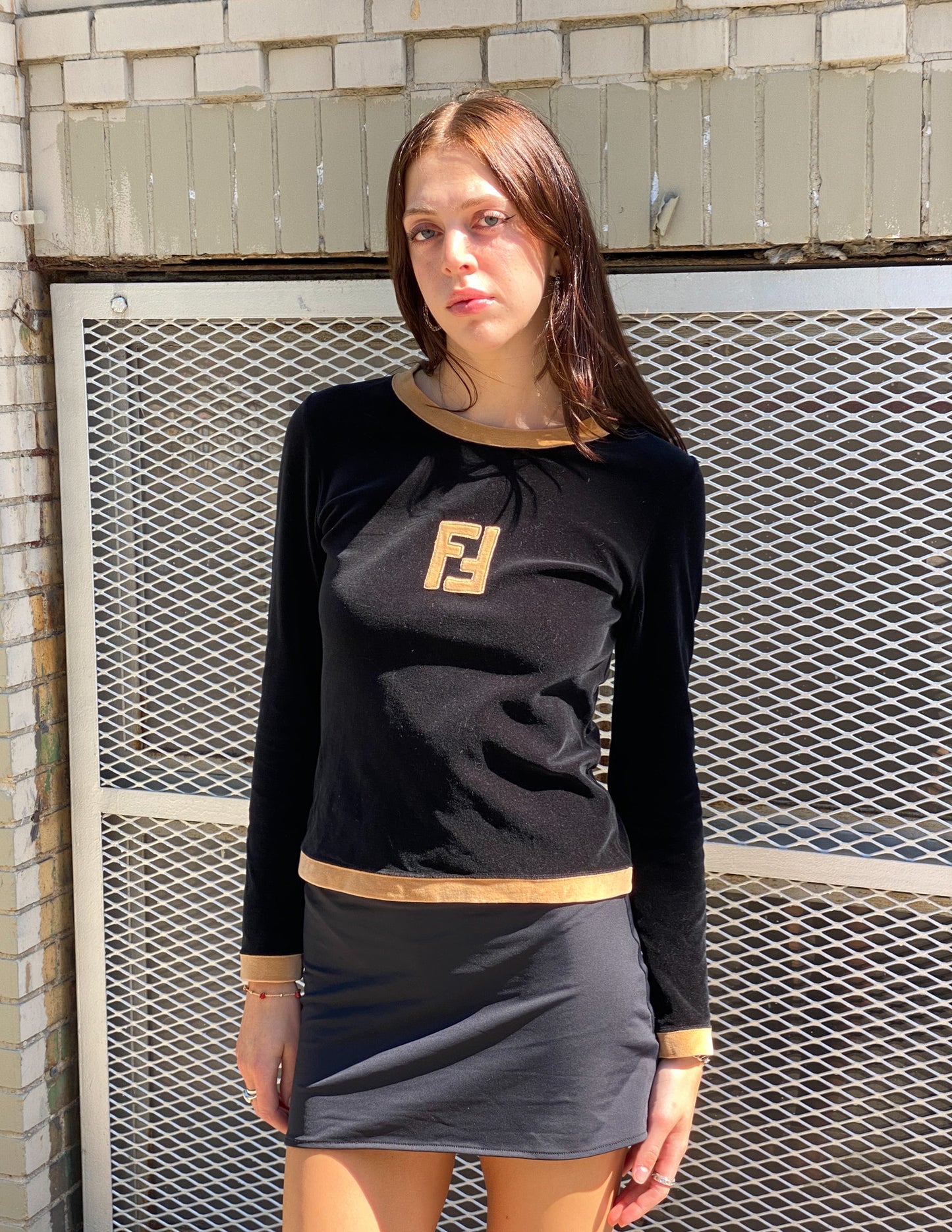 Fendi Velvet Logo Top