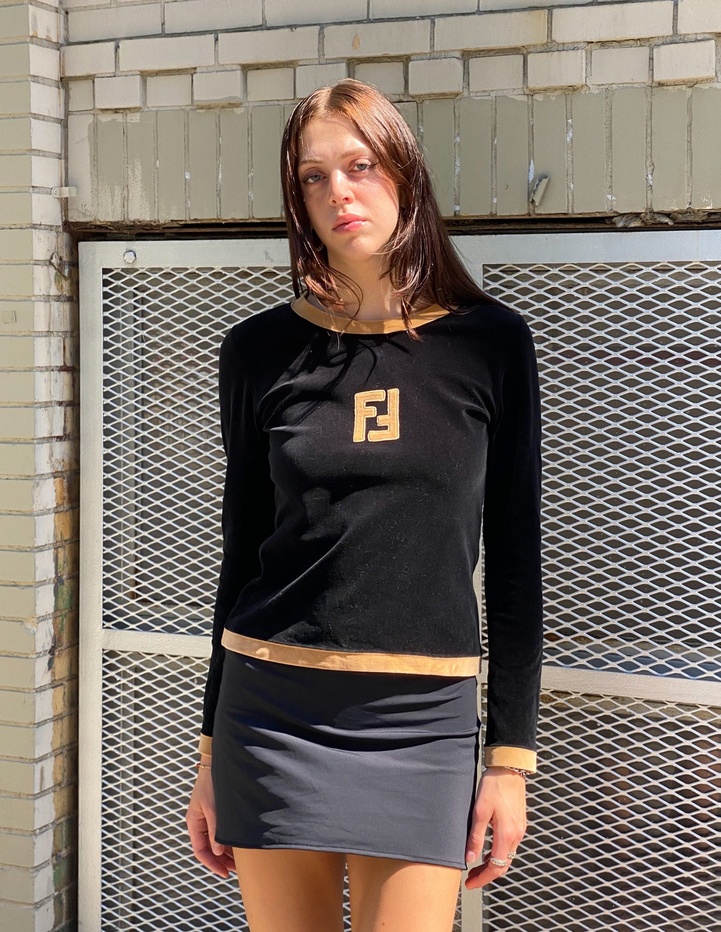 Fendi Velvet Logo Top
