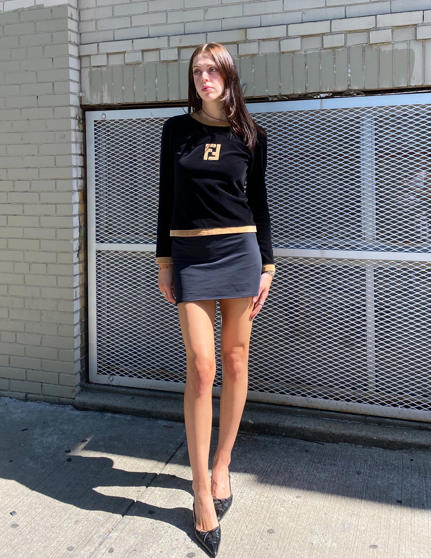 Fendi Velvet Logo Top