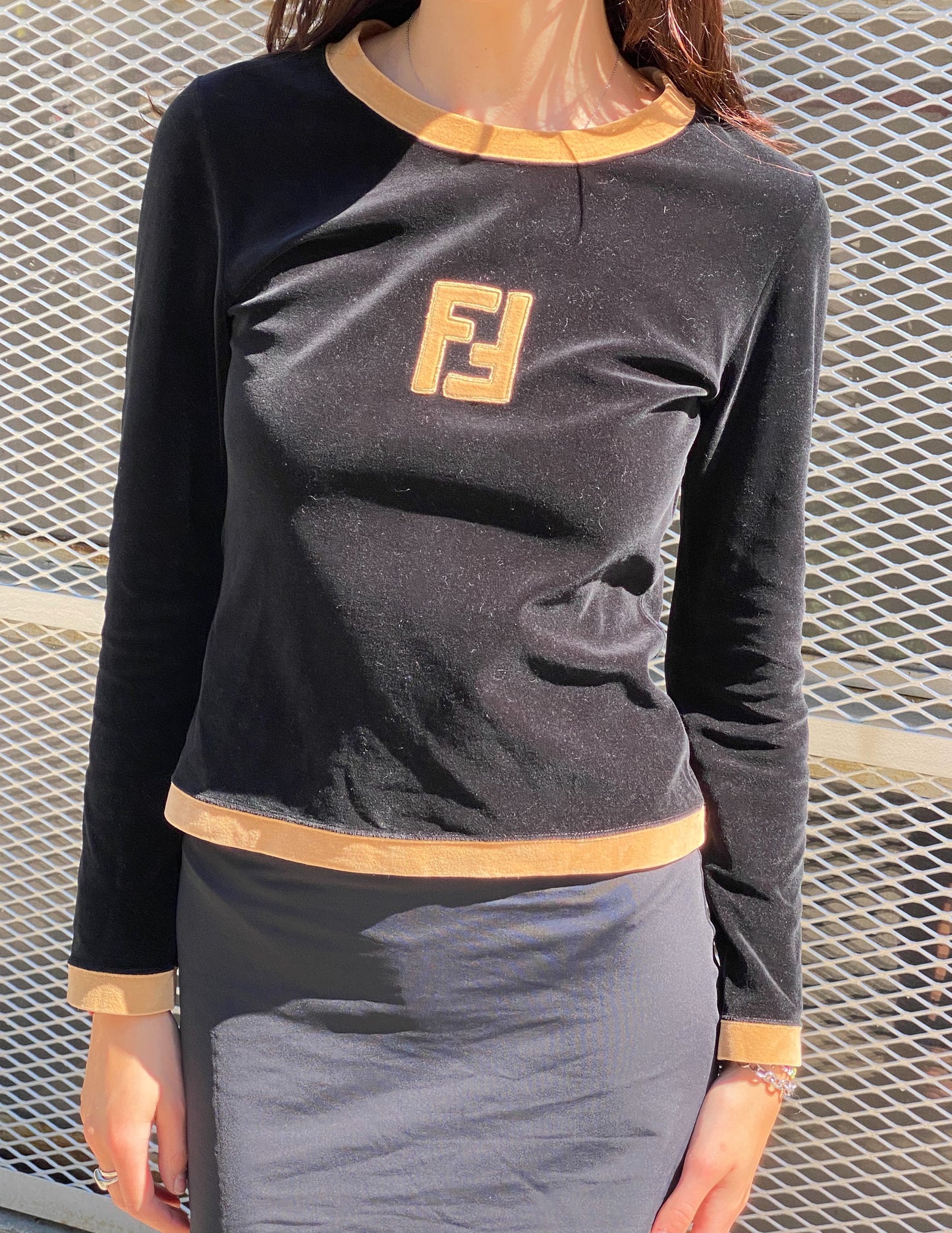 Fendi Velvet Logo Top