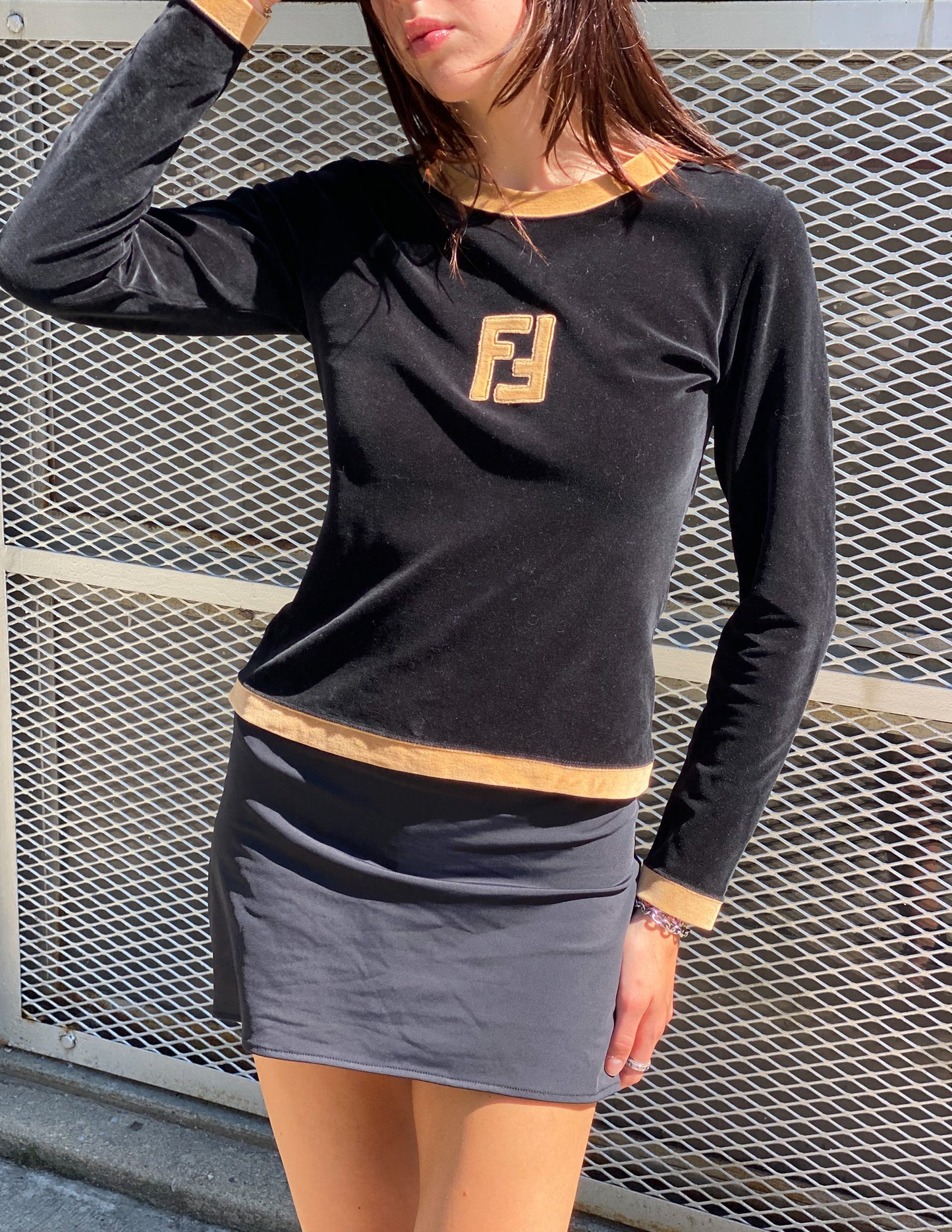 Fendi Velvet Logo Top