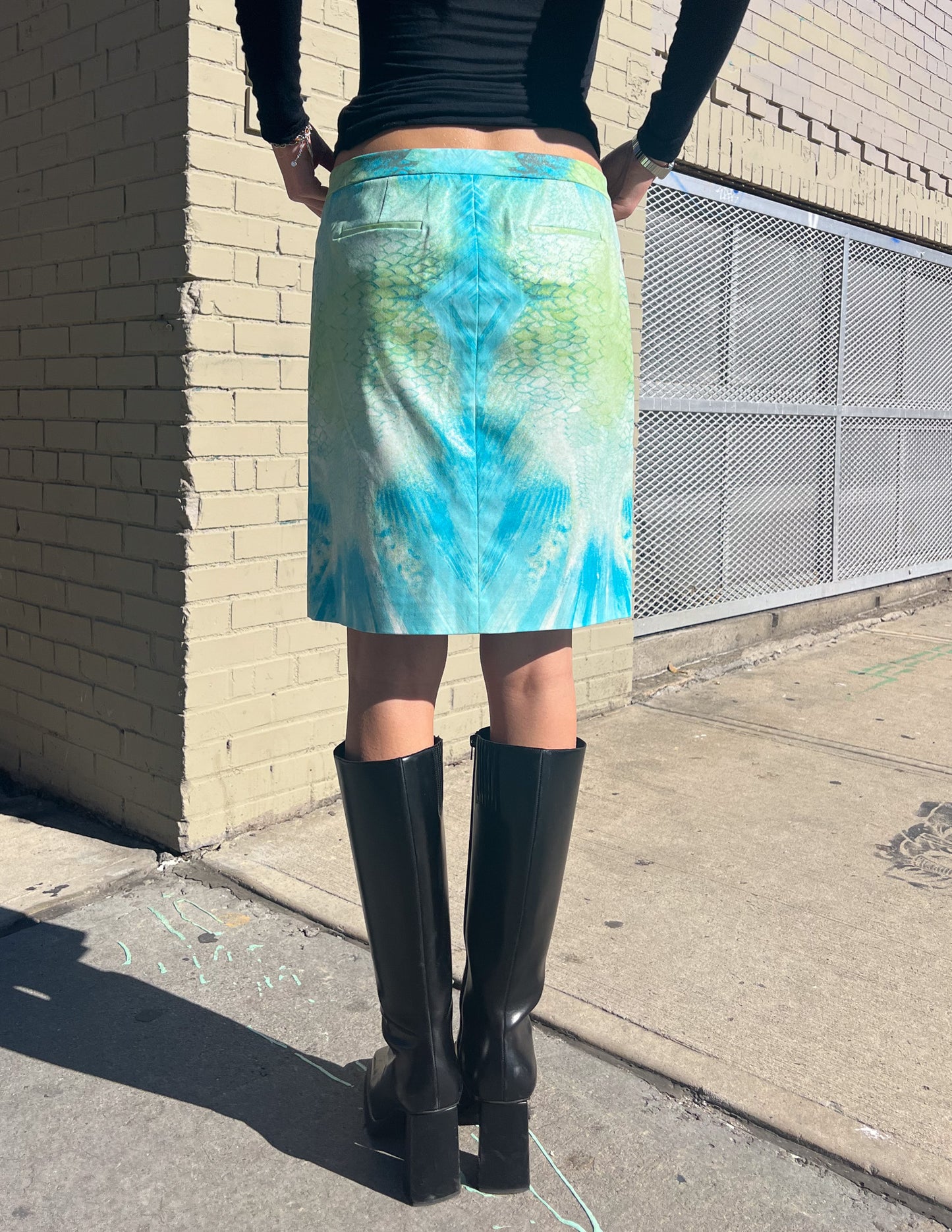 Roberto Cavalli Just Cavalli Iridescent Snakeskin Print Skirt