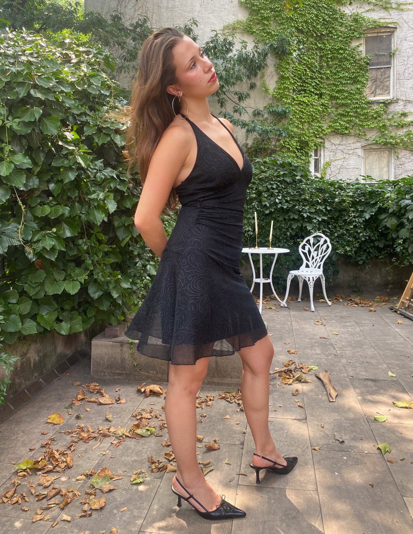 90's Embellished Mini Halter Dress