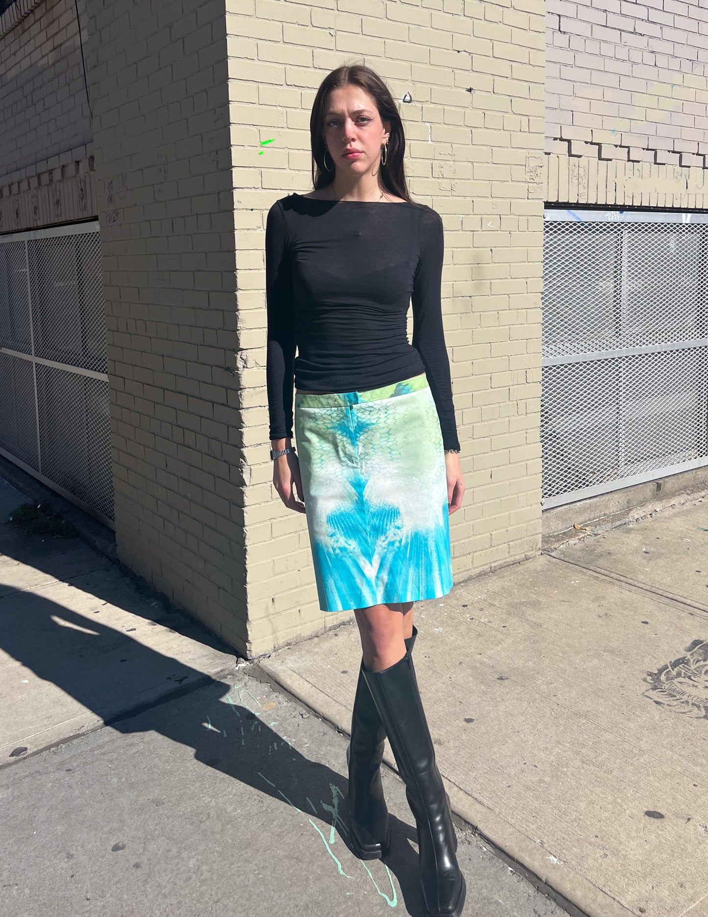 Roberto Cavalli Just Cavalli Iridescent Snakeskin Print Skirt