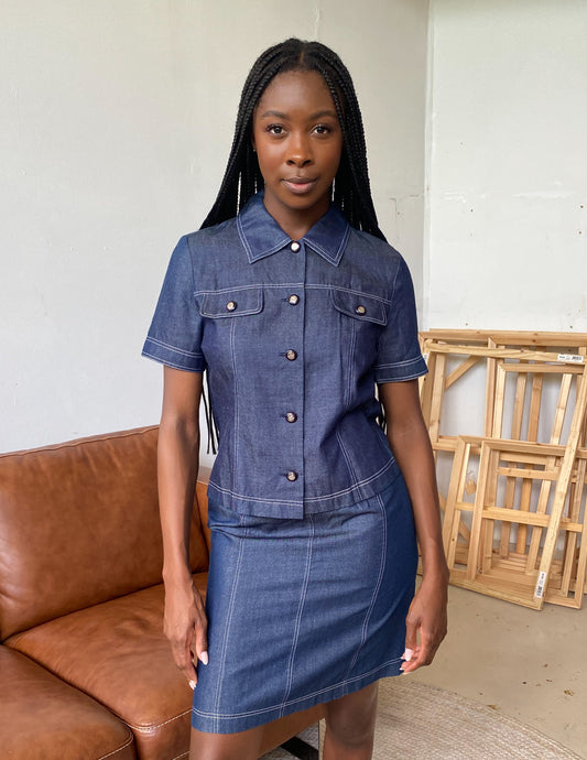 Courrèges Vtg Denim-Look Two Piece Set