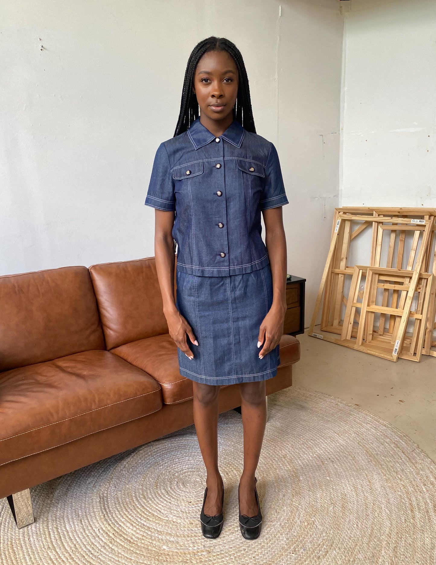 Courrèges Vtg Denim-Look Two Piece Set