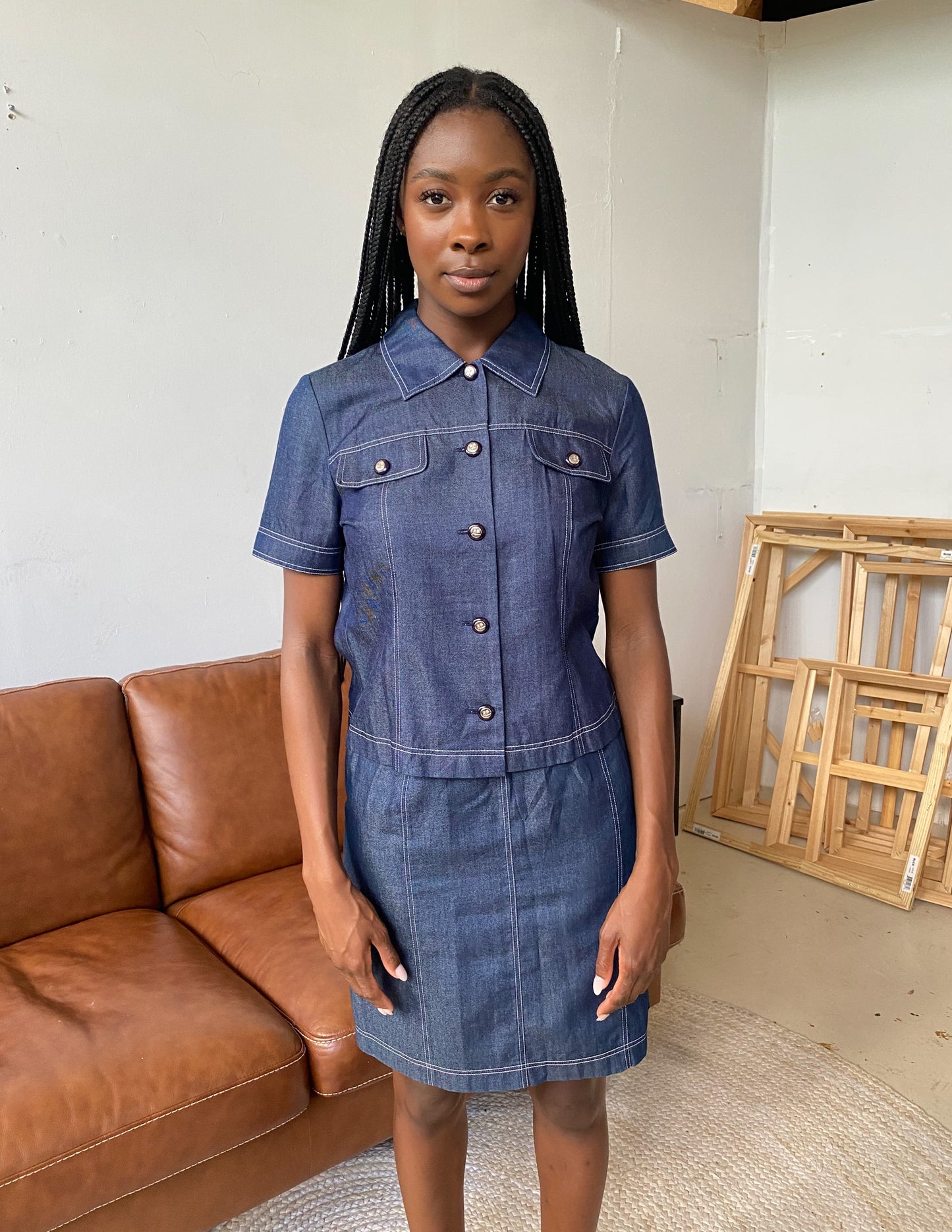 Courrèges Vtg Denim-Look Two Piece Set