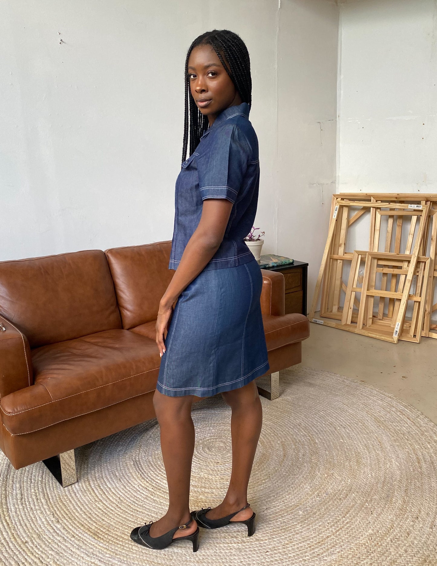 Courrèges Vtg Denim-Look Two Piece Set
