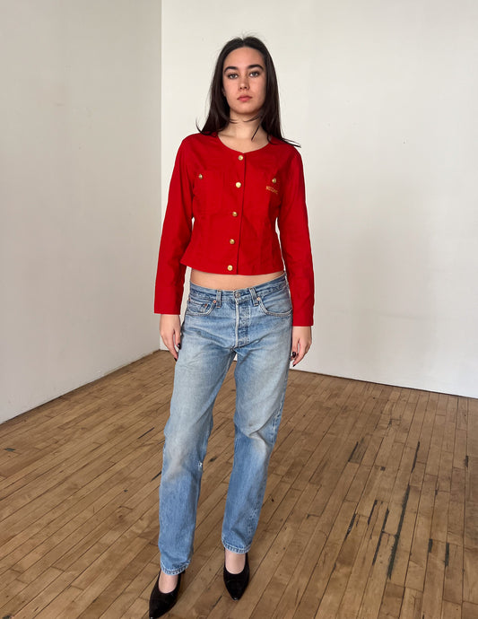 Moschino Jeans Vintage Red Cropped Jacket