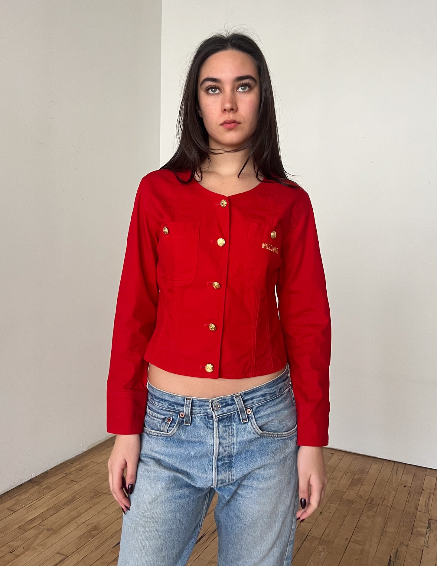 Moschino Jeans Vintage Red Cropped Jacket
