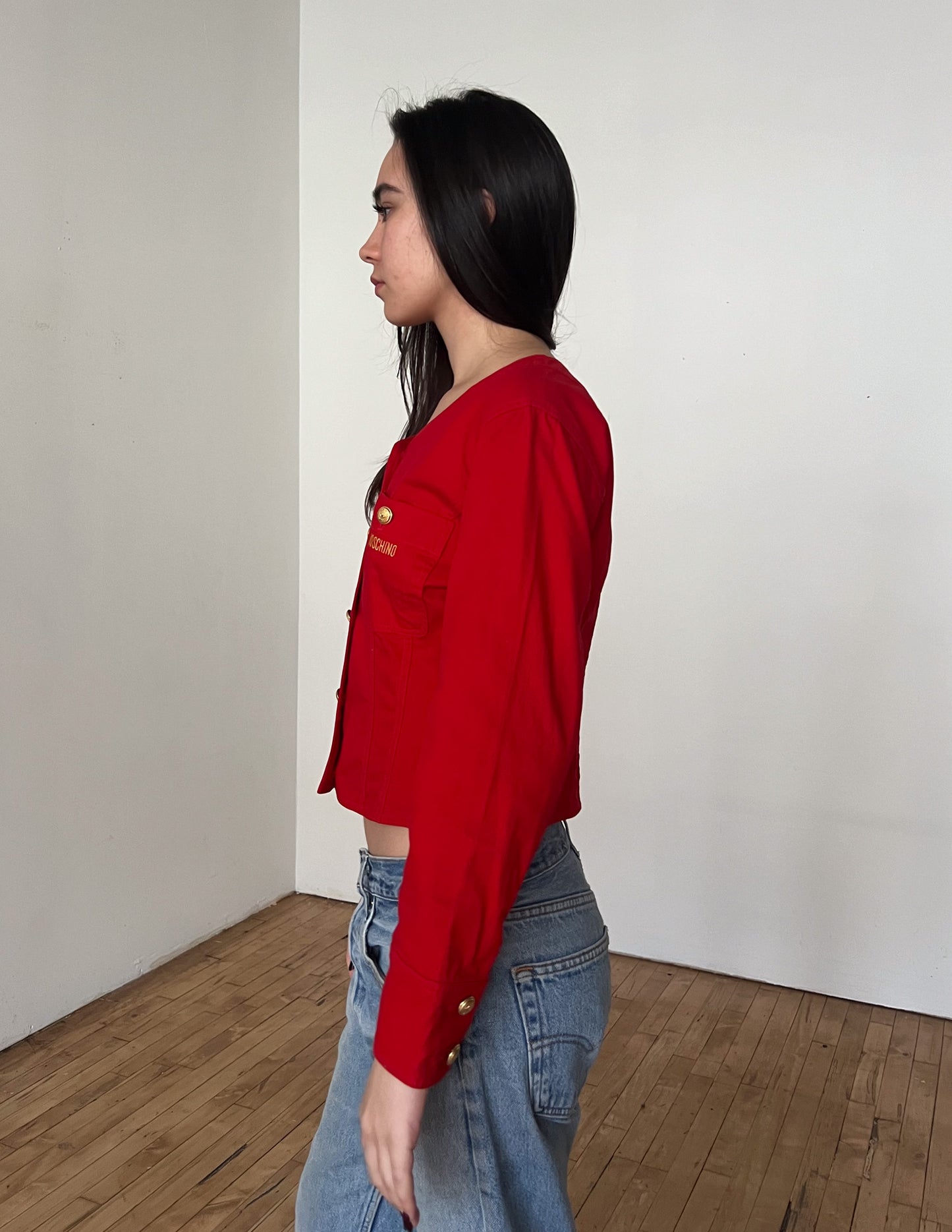Moschino Jeans Vintage Red Cropped Jacket
