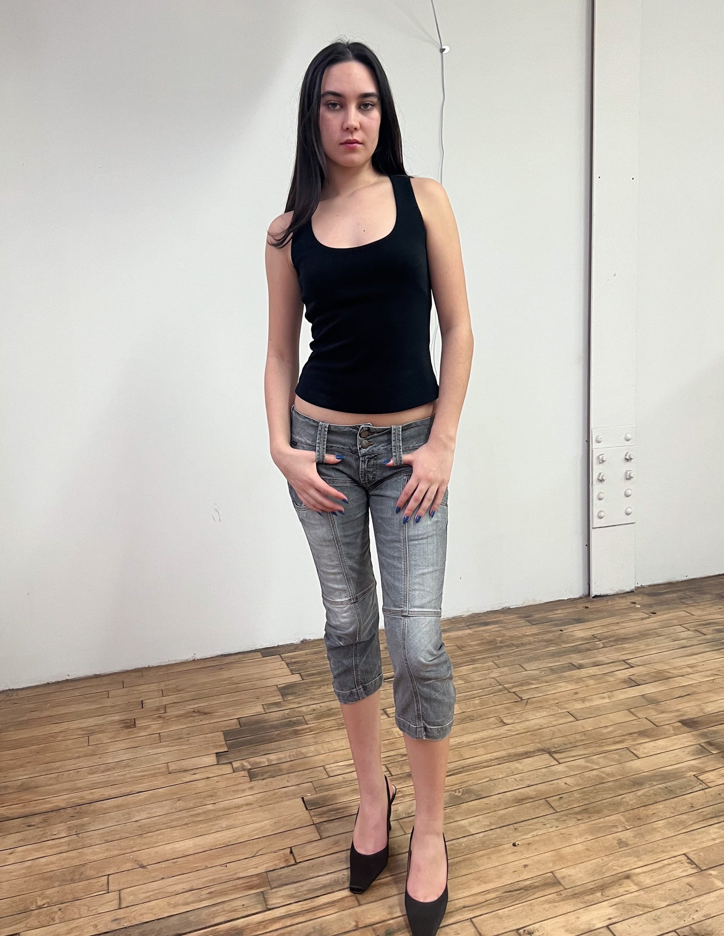Just Cavalli Washed Denim Capris