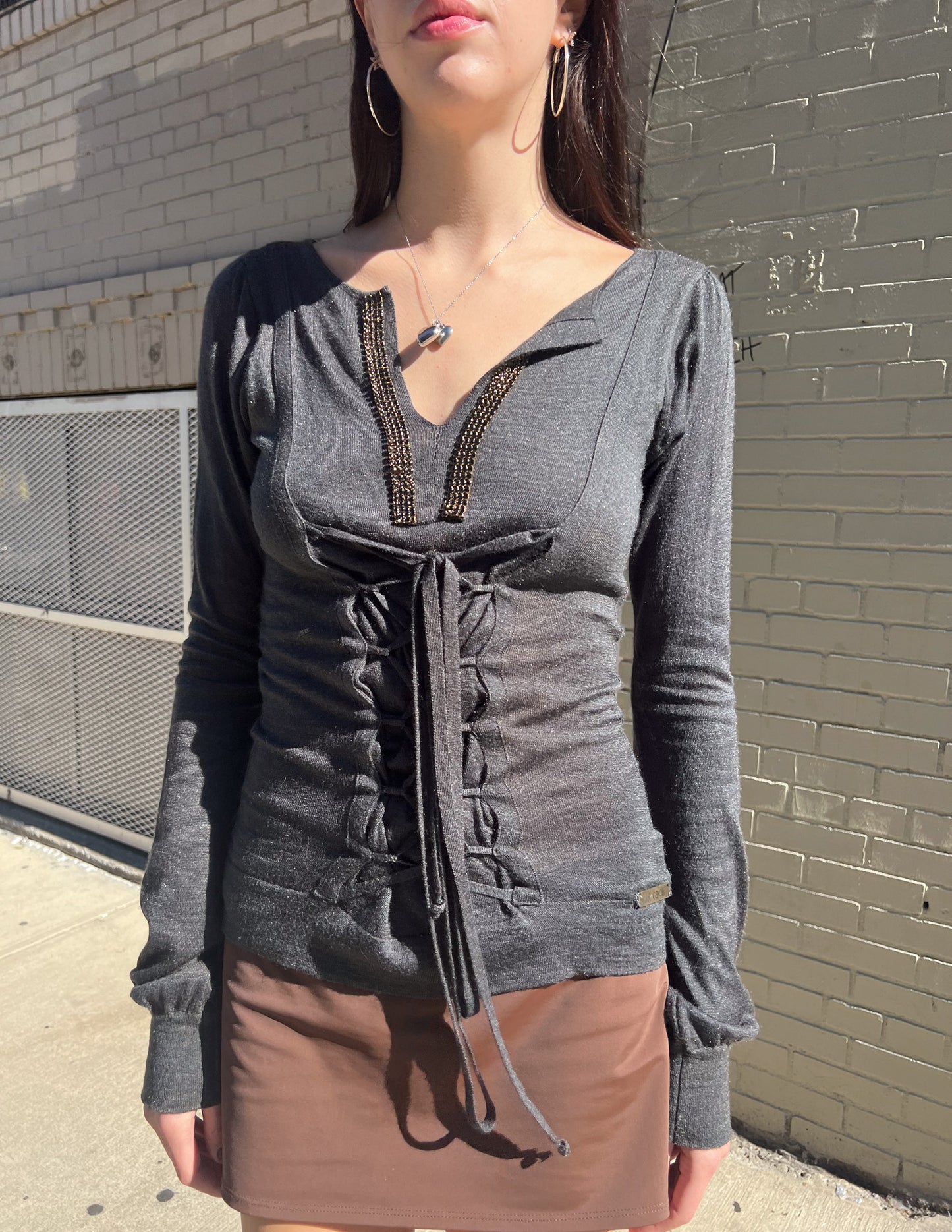 Roberto Cavalli Just Cavalli Lace Up Sweater