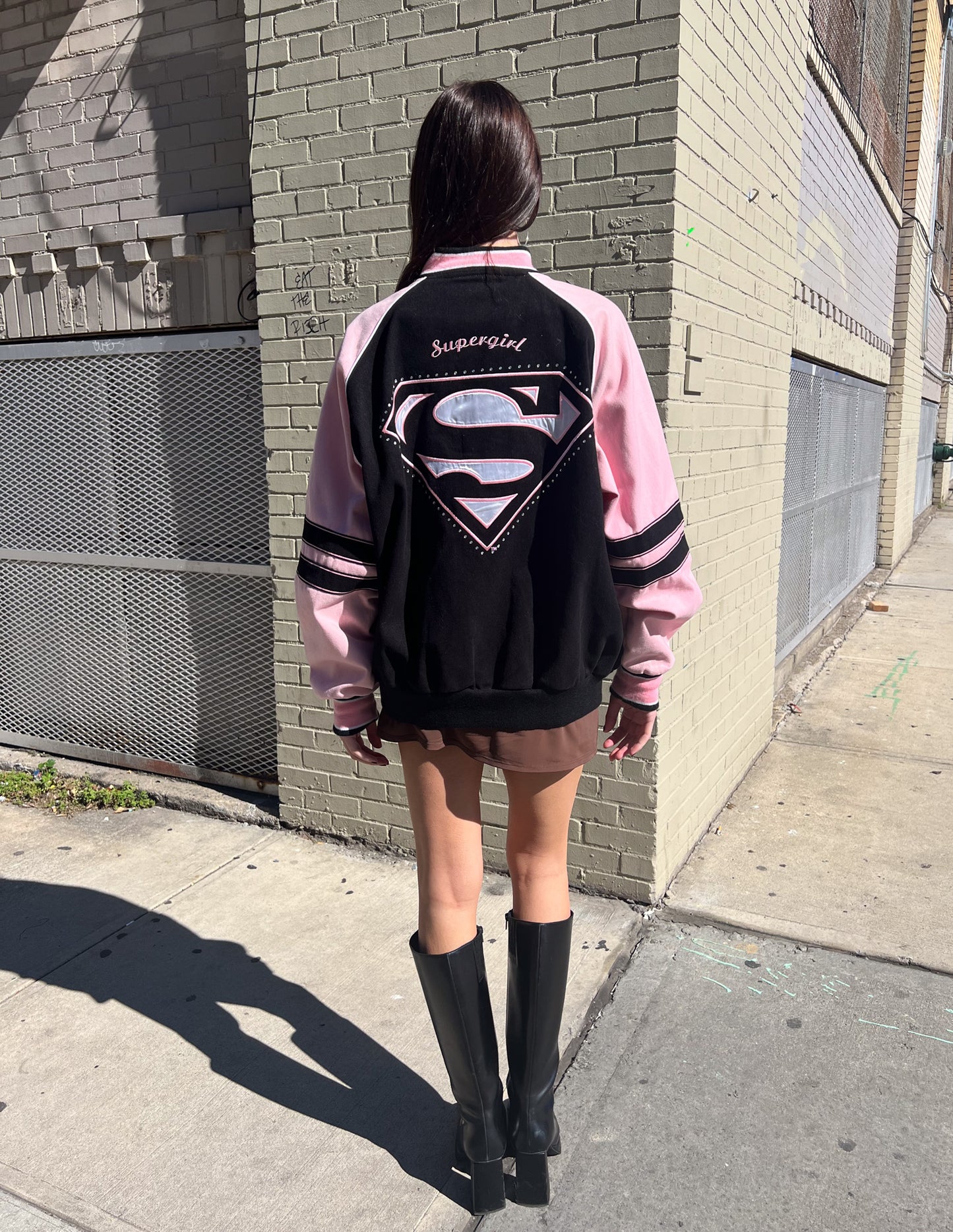 Vtg Supergirl Rhinestone Detail Varsity Jacket