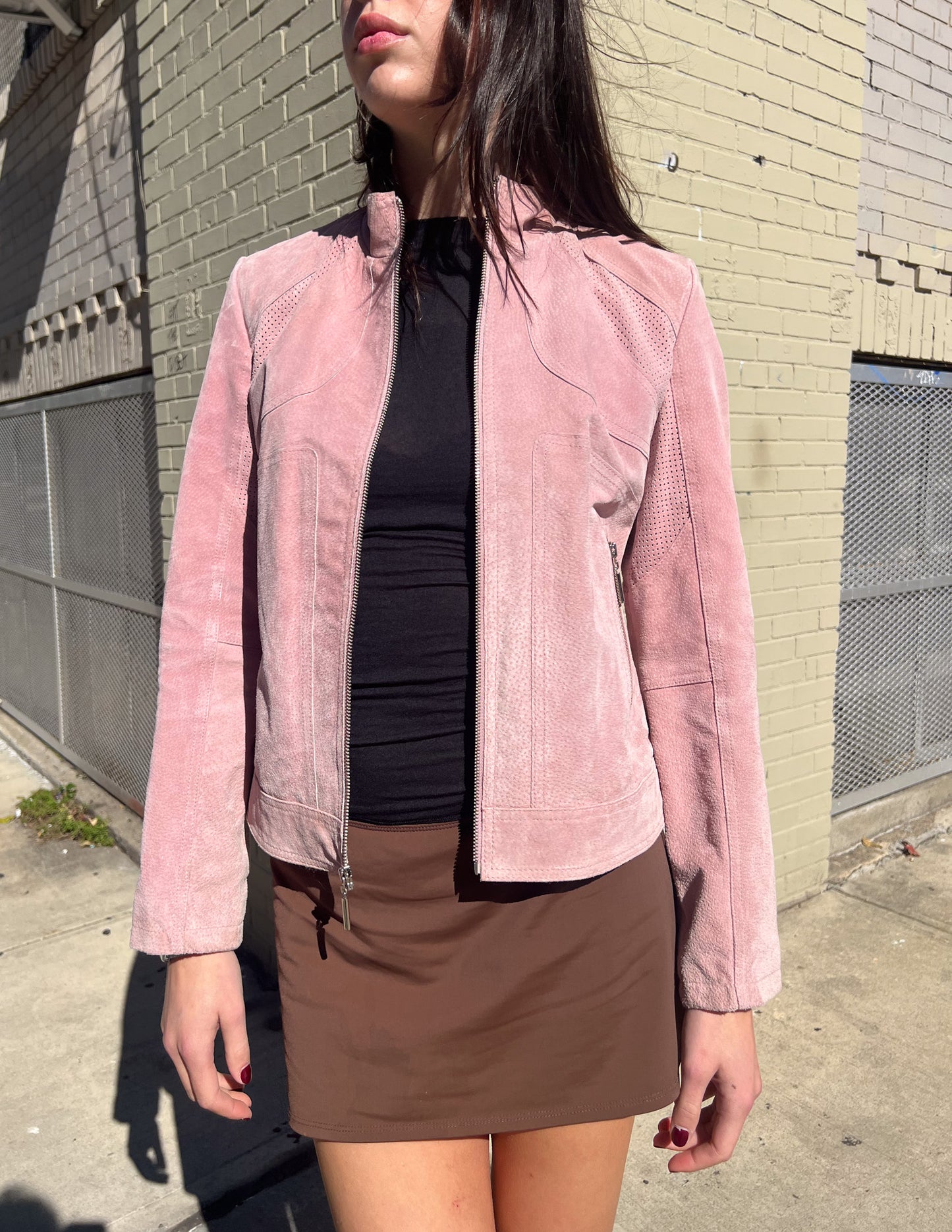 Leather Pink Suede Jacket