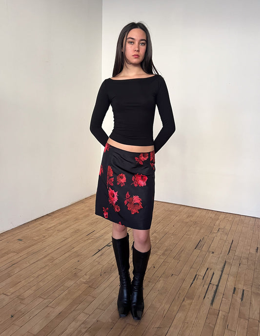 Prada 100% Silk Floral Skirt