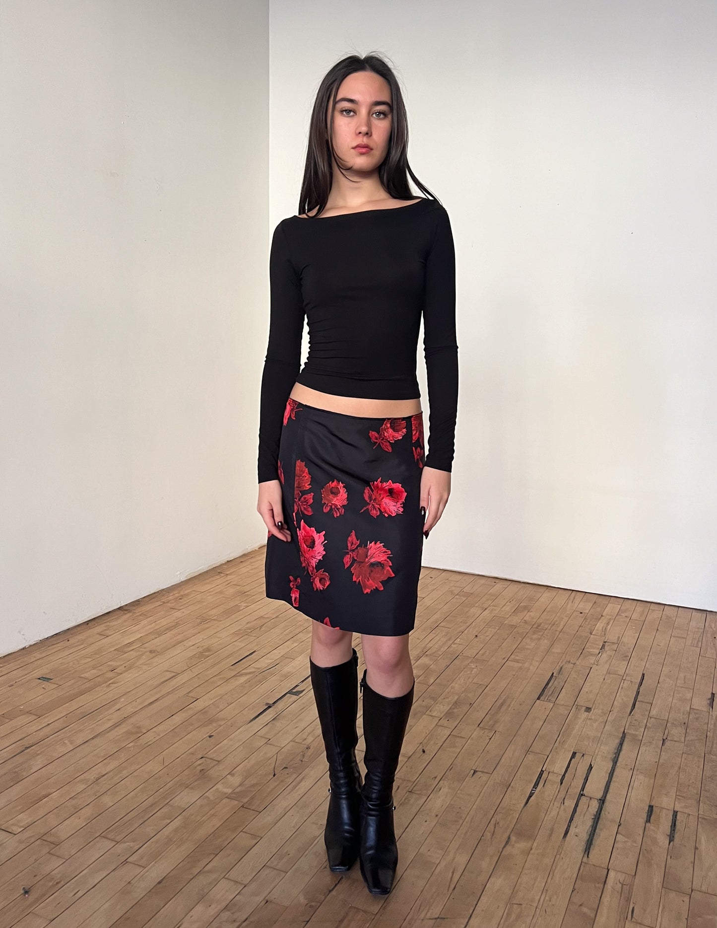 Prada 100% Silk Floral Skirt