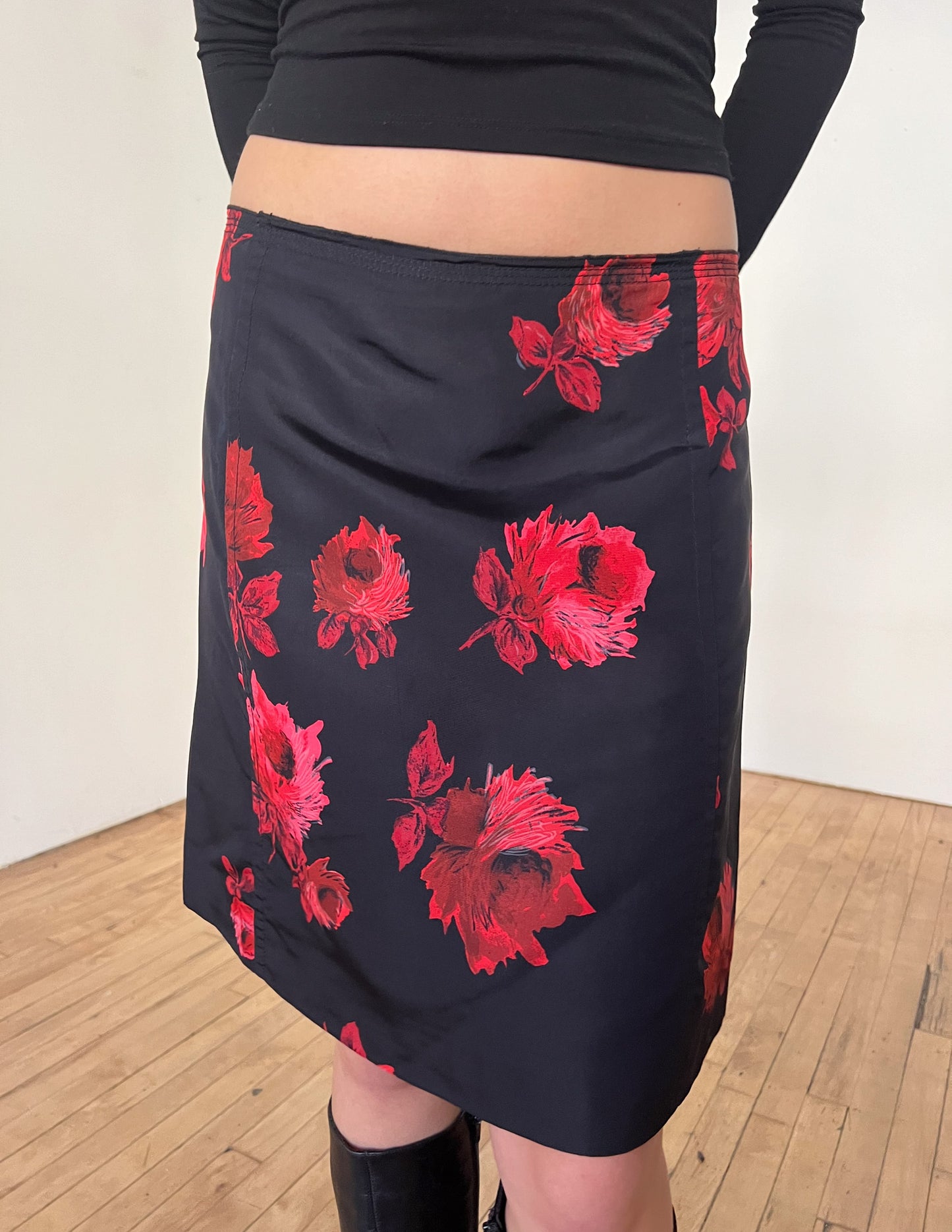 Prada 100% Silk Floral Skirt