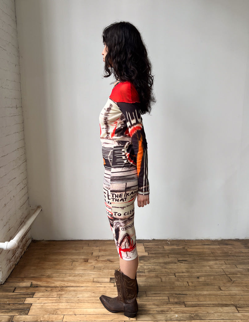 Alysi Mesh All Over Graphic Print Maxi