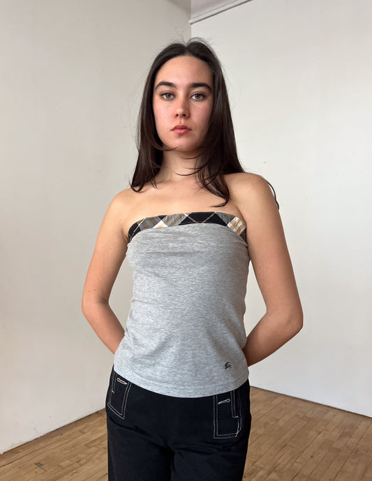 Burberry London Blue Label Check Trim Tube Top