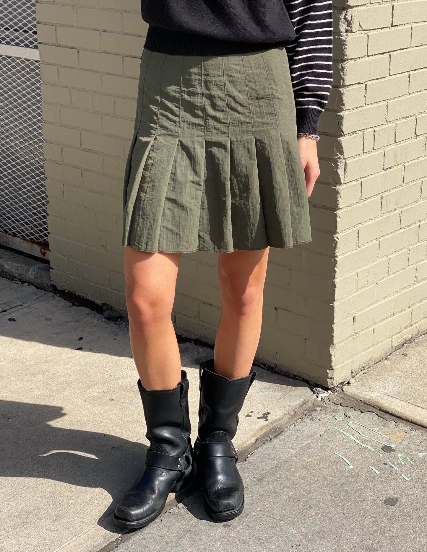 Anna Sui Olive Green Pleated Skirt