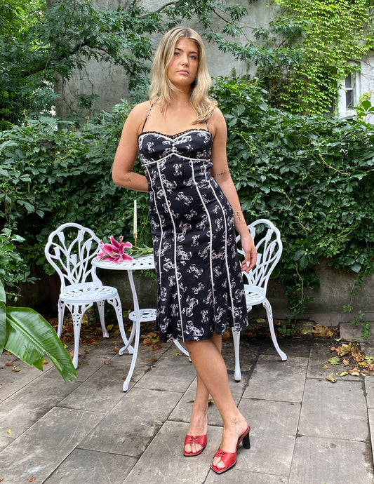 Bebe 100% Silk Floral Midi Dress