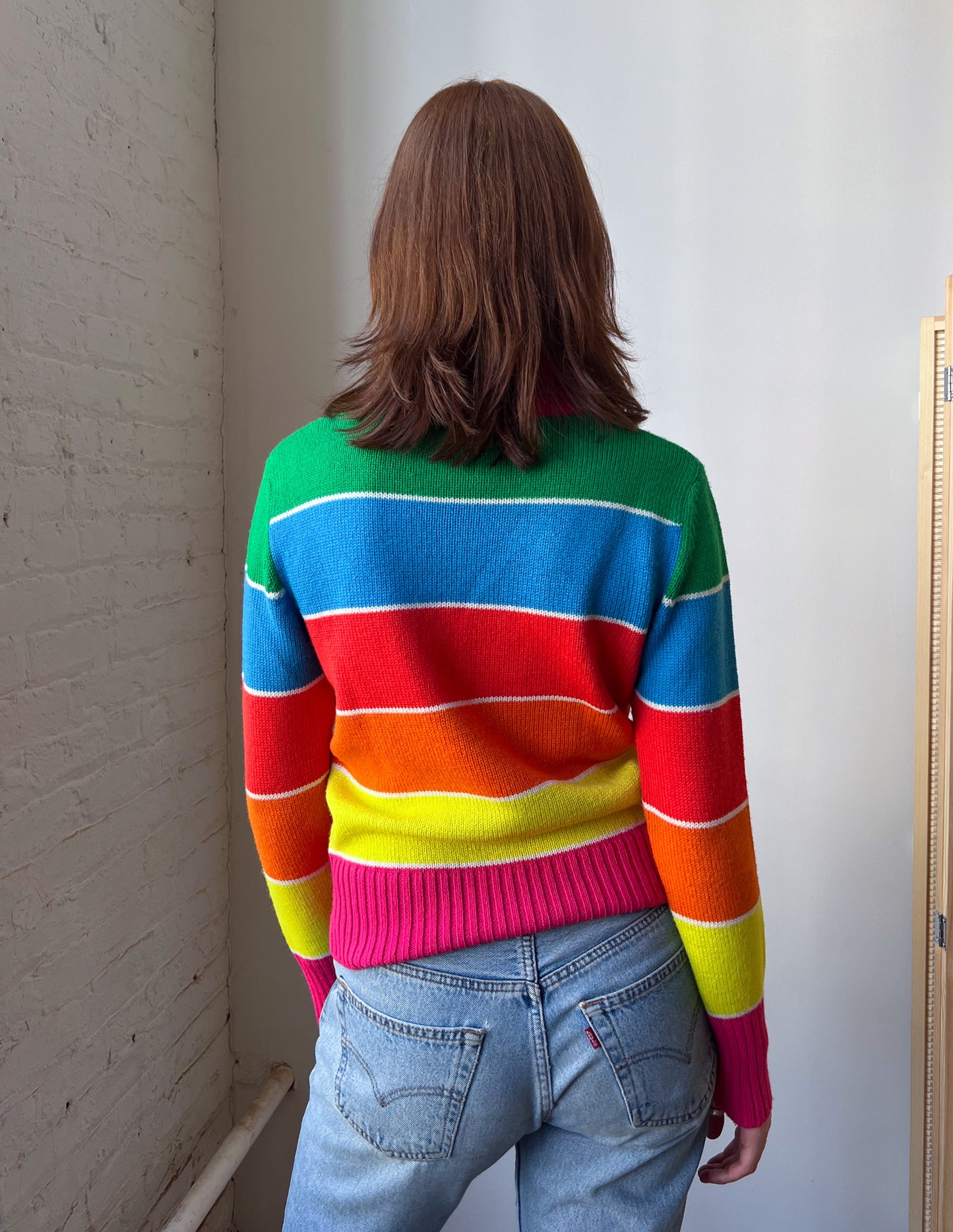 Vtg Rainbow Stripe Turtleneck