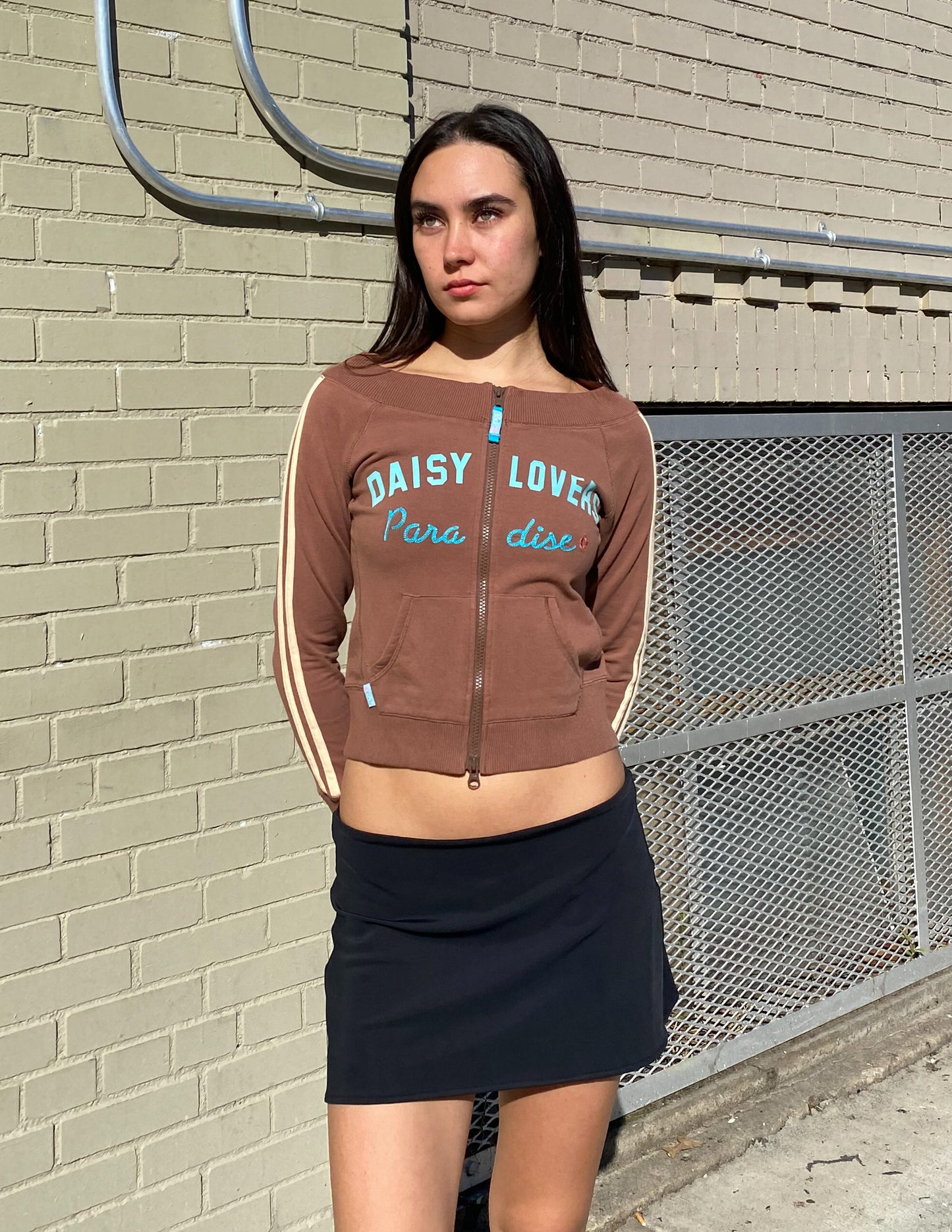 Daisy Lovers Paradise Blue & Brown Zip Up