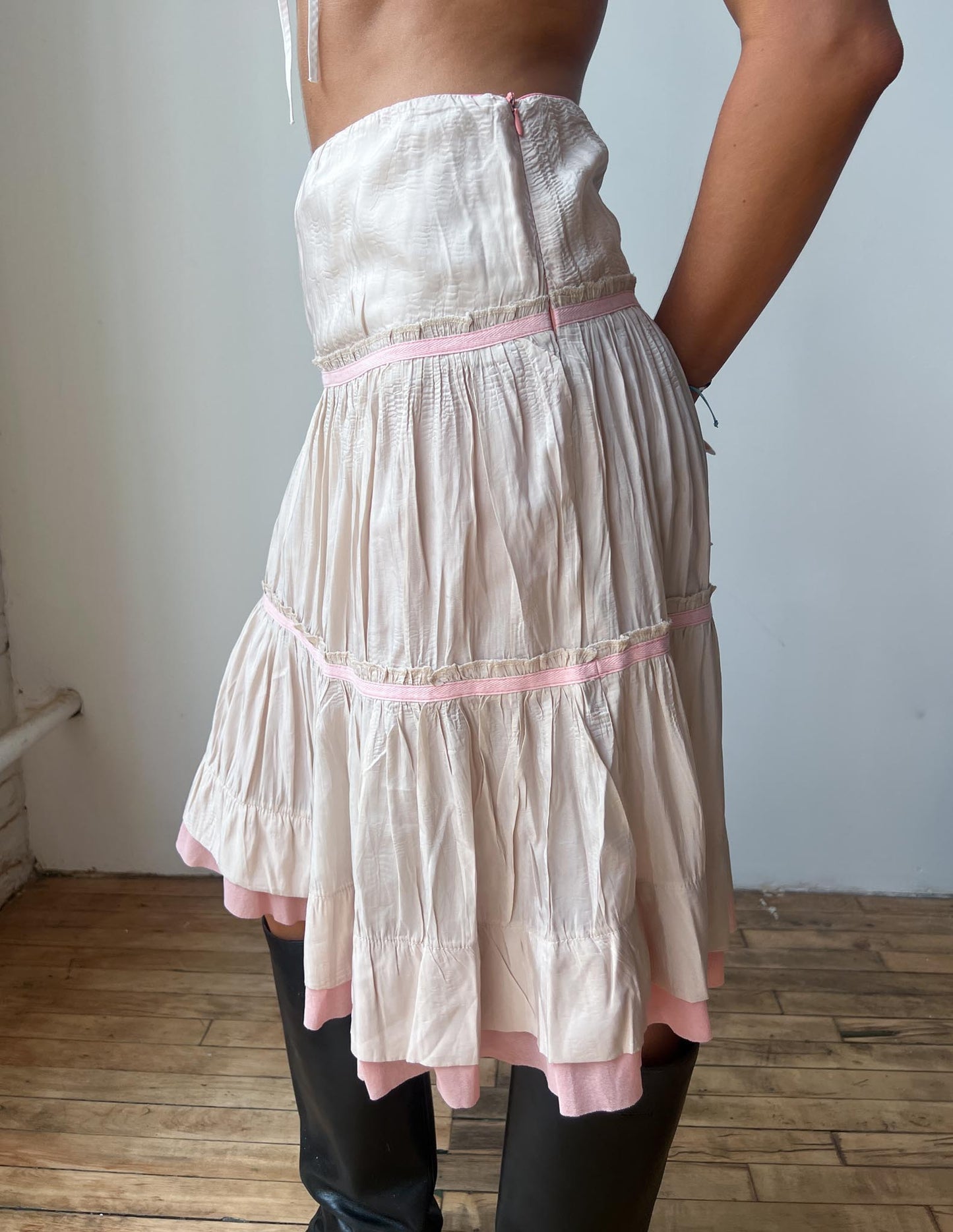 Morgan De Toi Silky Tiered Flouncy Skirt