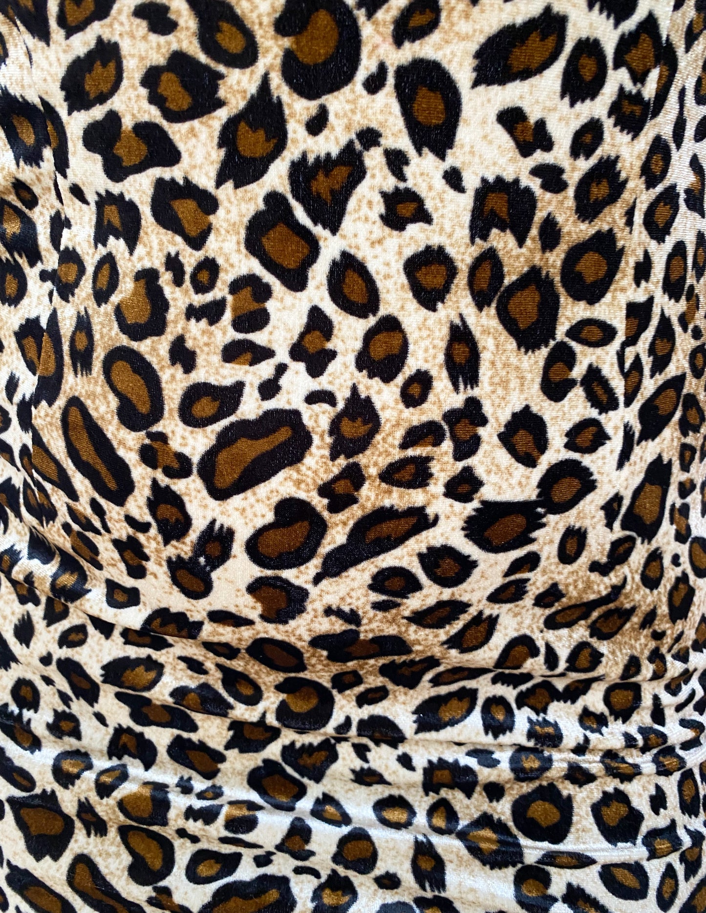 Vintage Leopard Velour BodyCon Midi Dress
