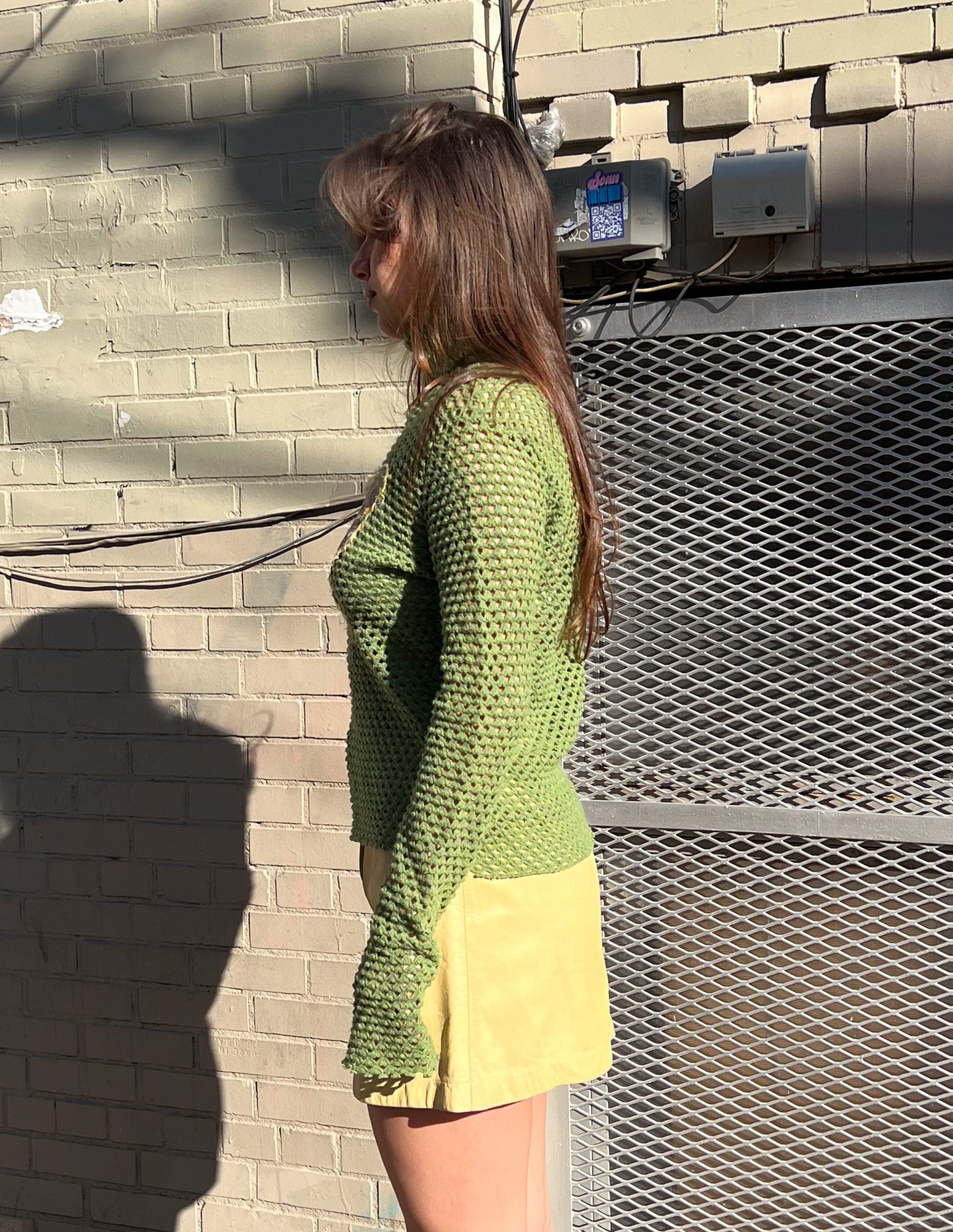 Vtg Y2K Deadstock Green Butterfly Knit