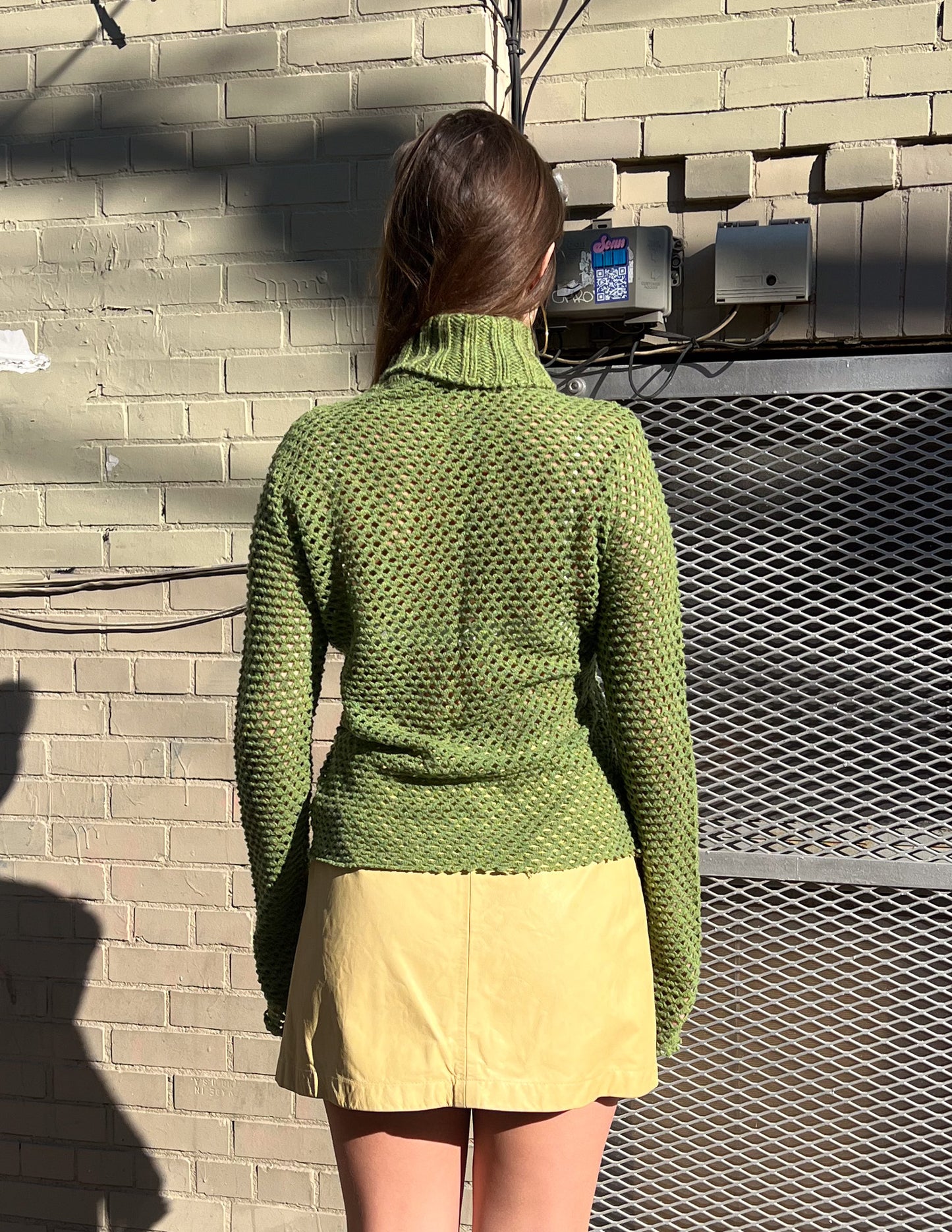 Vtg Y2K Deadstock Green Butterfly Knit