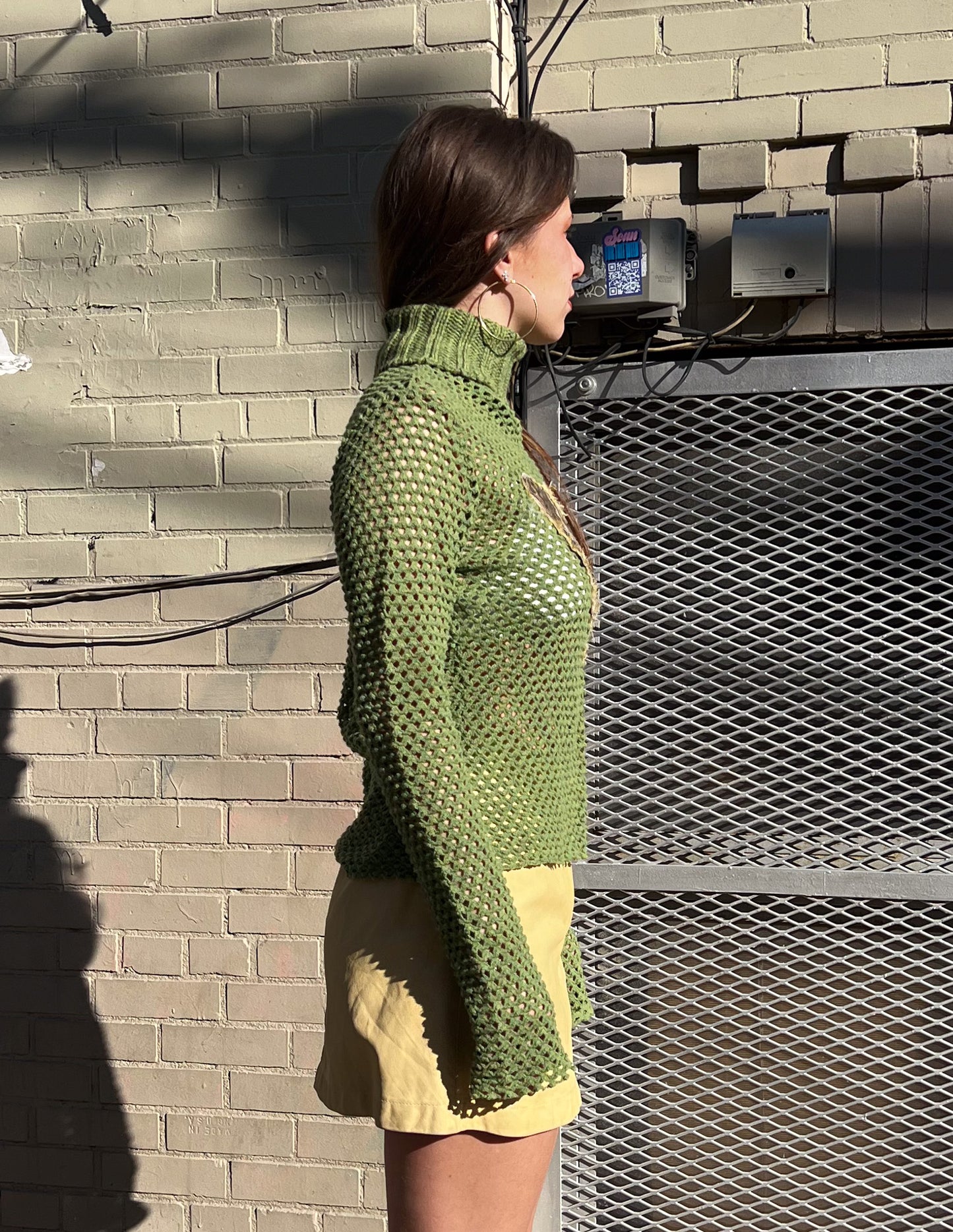 Vtg Y2K Deadstock Green Butterfly Knit