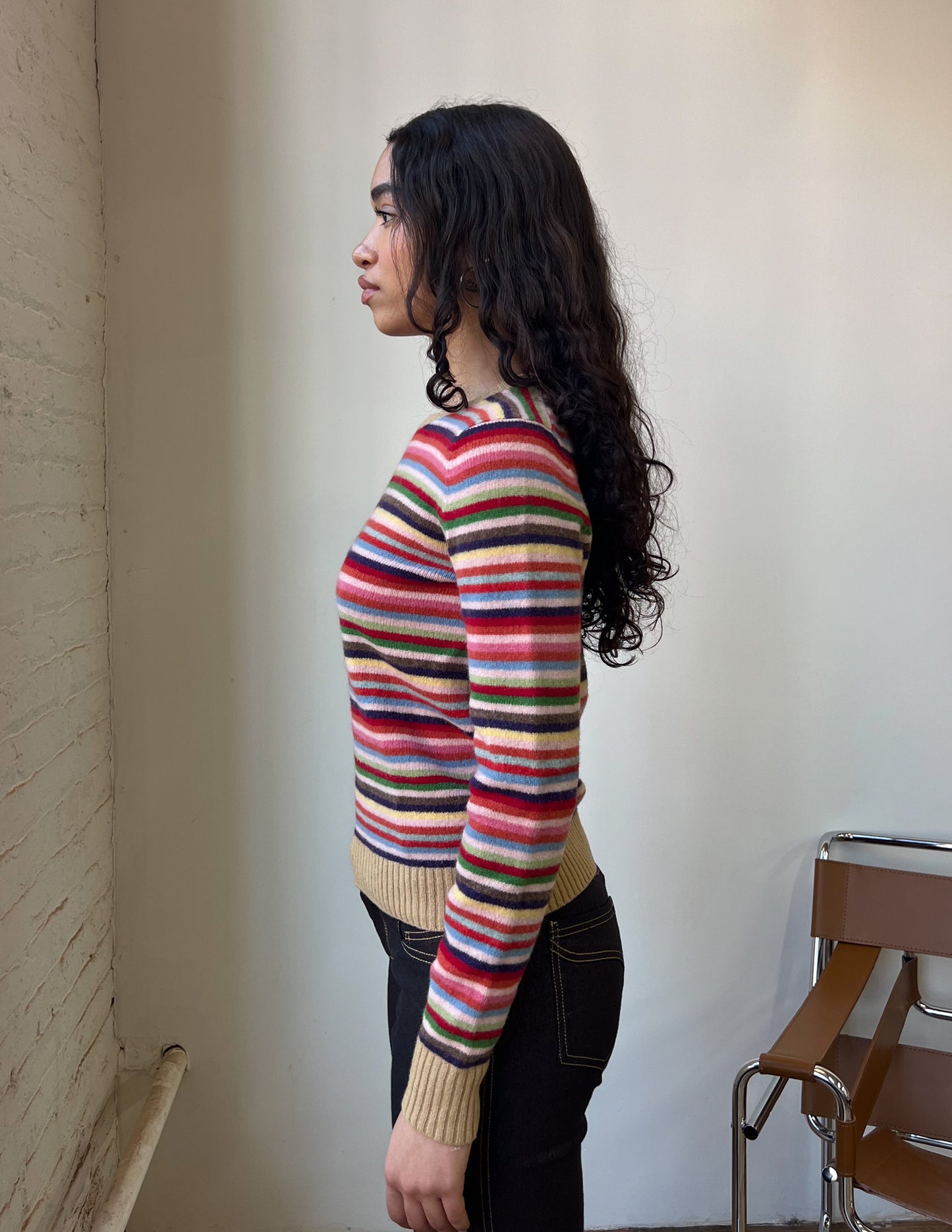 Vtg Rainbow Stripe Wool Sweater