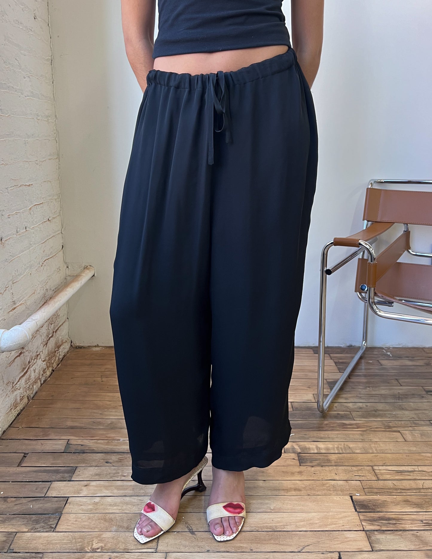 Henry Bendel 100% Silk Drawstring Culottes