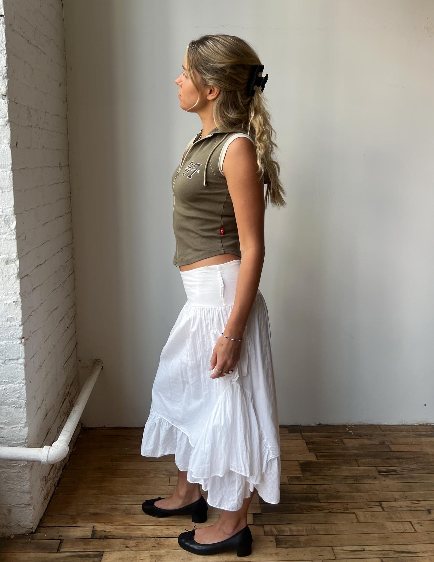 Vintage White Cotton Flouncy Skirt