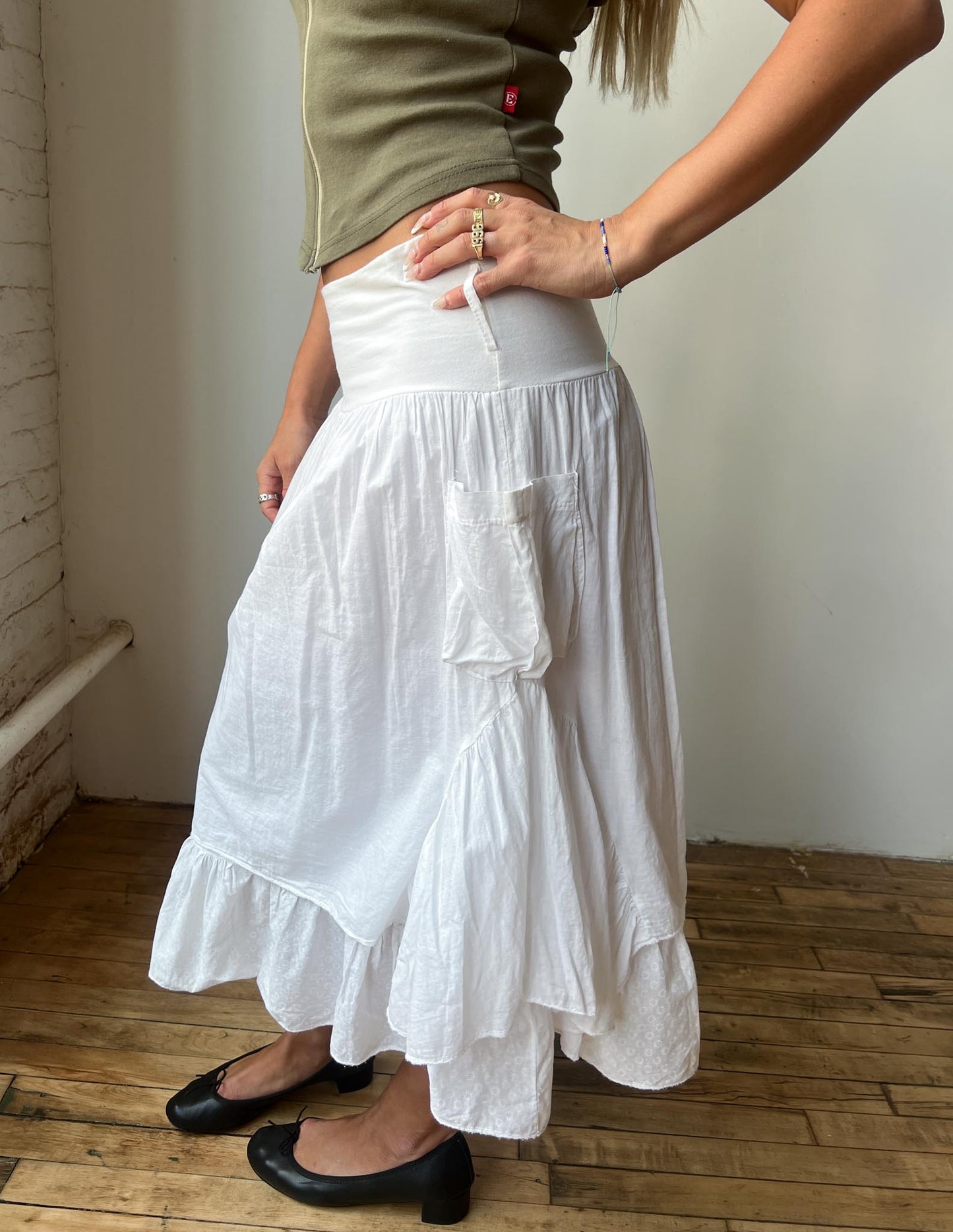 Vintage White Cotton Flouncy Skirt