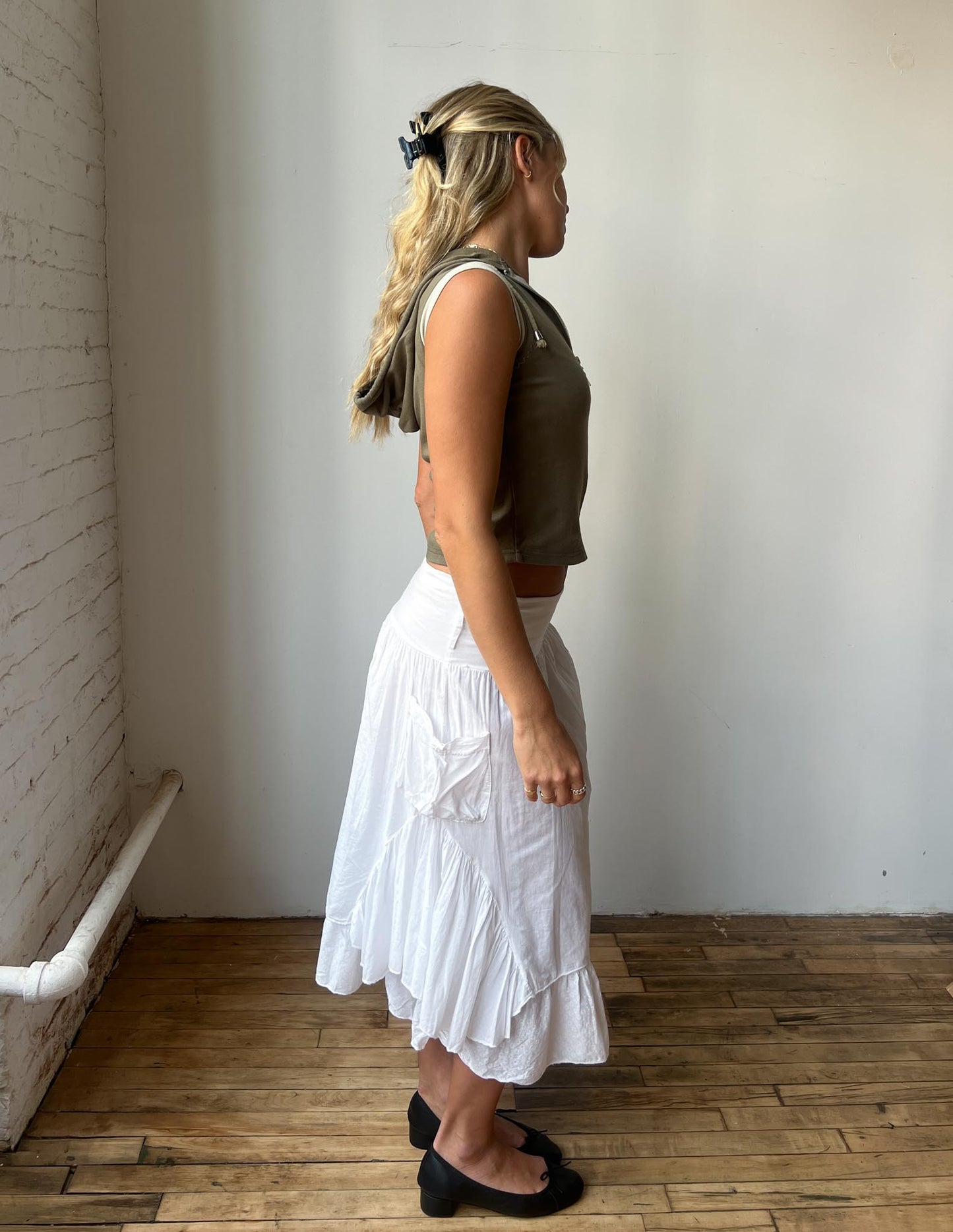 Vintage White Cotton Flouncy Skirt