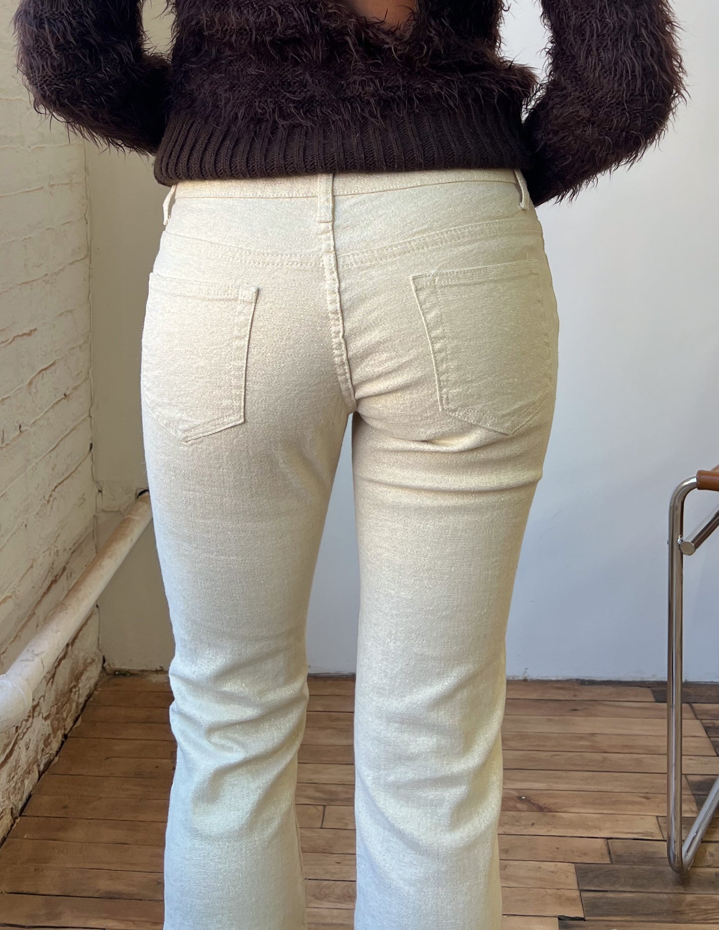 Caché Cream Shimmer Low Rise Jeans
