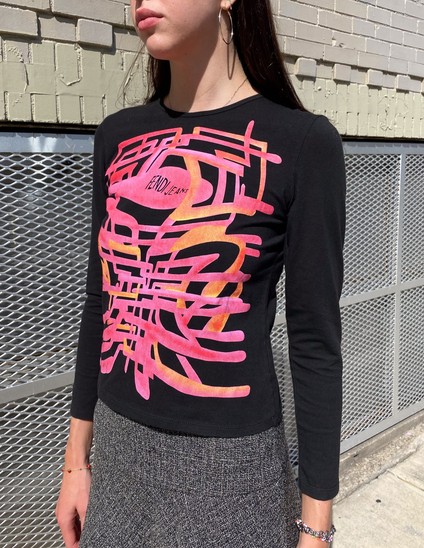 Fendi Jeans Abstract Graphic Long Sleeve