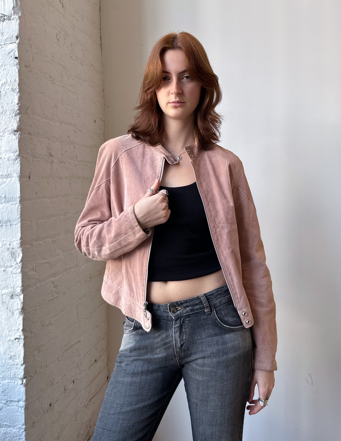 Wilson's Leather Pink Suede Moto Jacket