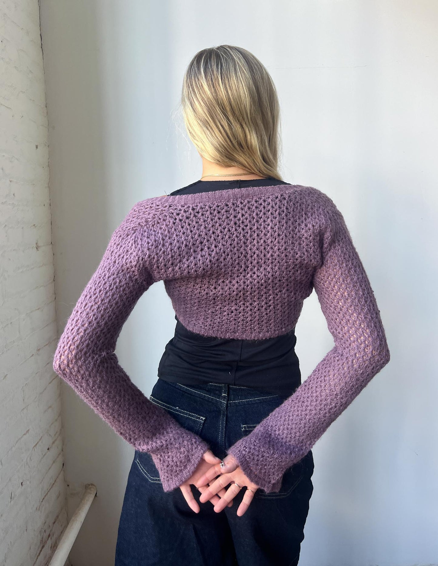 Vintage Tie Purple Knit Bolero Top