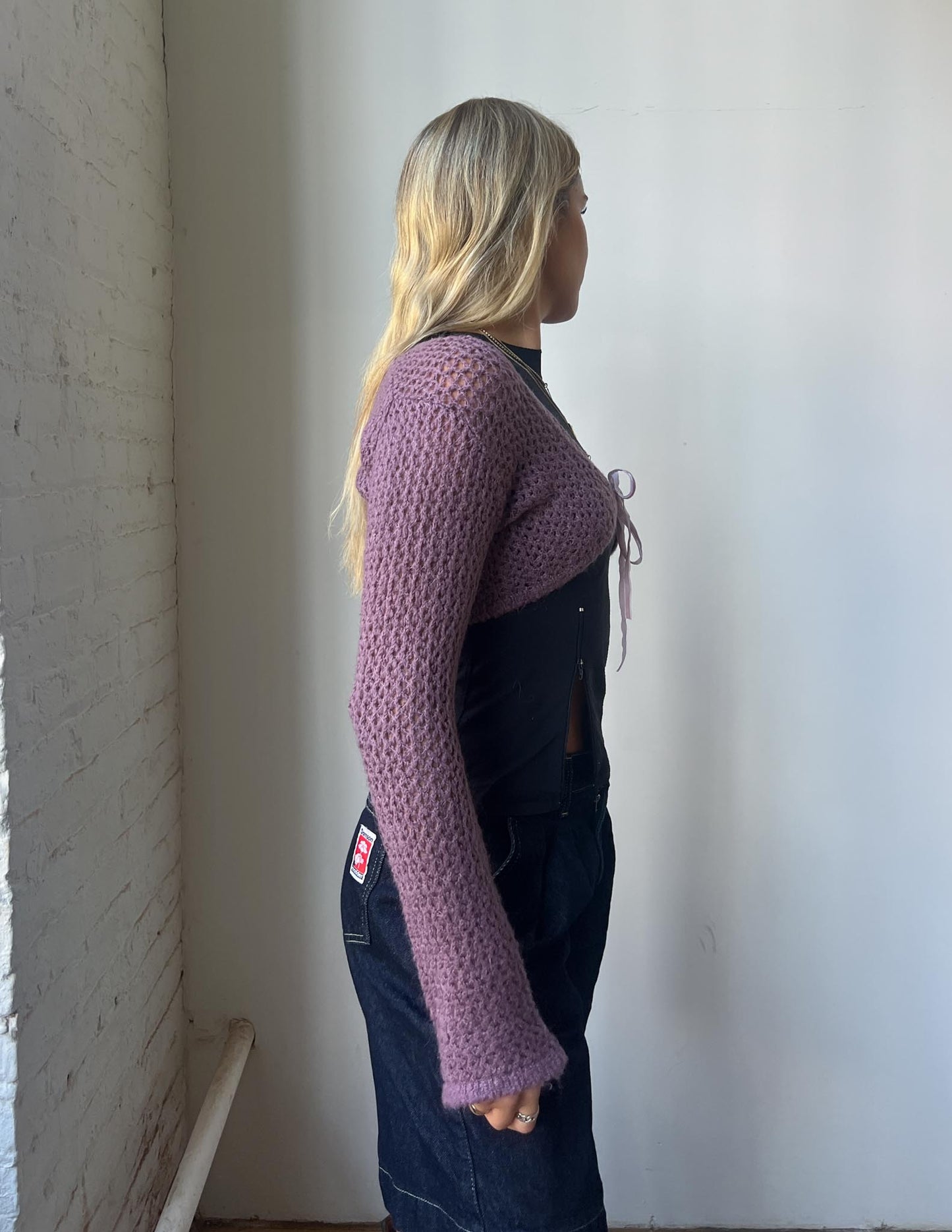 Vintage Tie Purple Knit Bolero Top